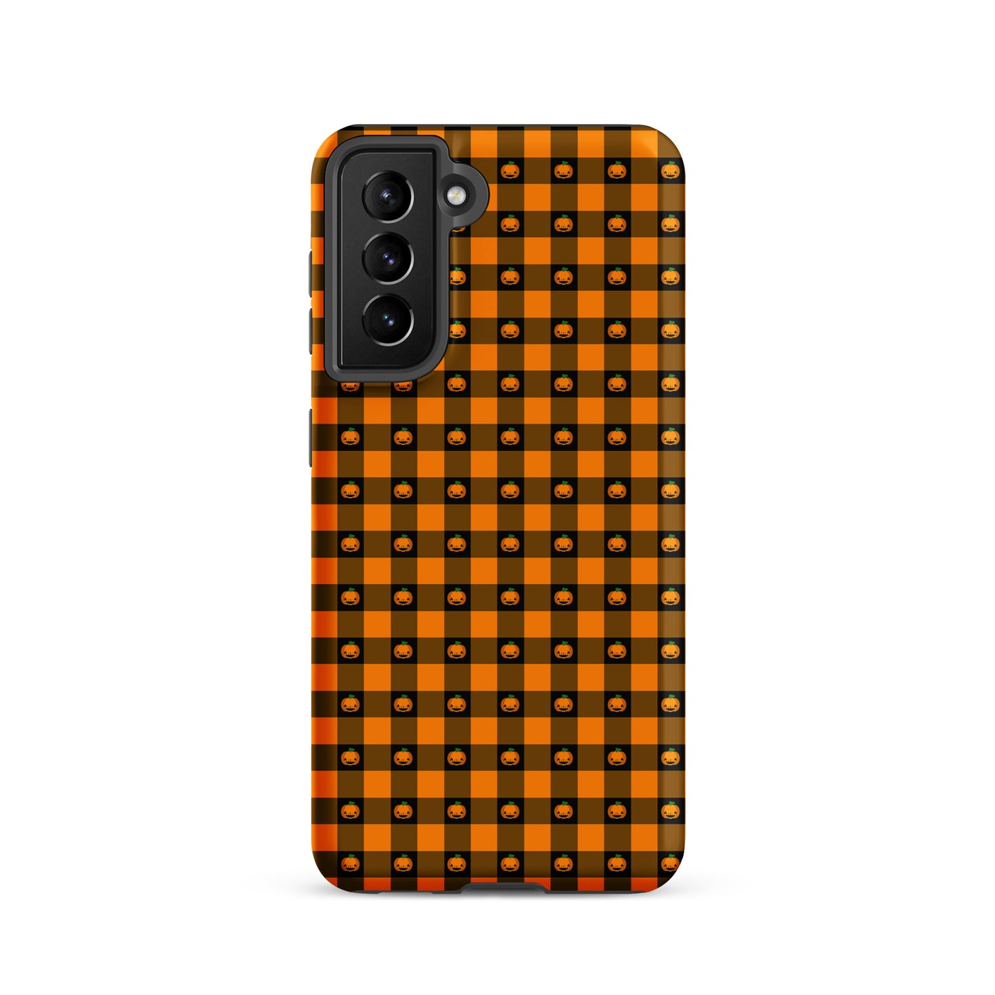 Phone Case for Samsung Galaxy with playful pumpkin gingham Halloween design