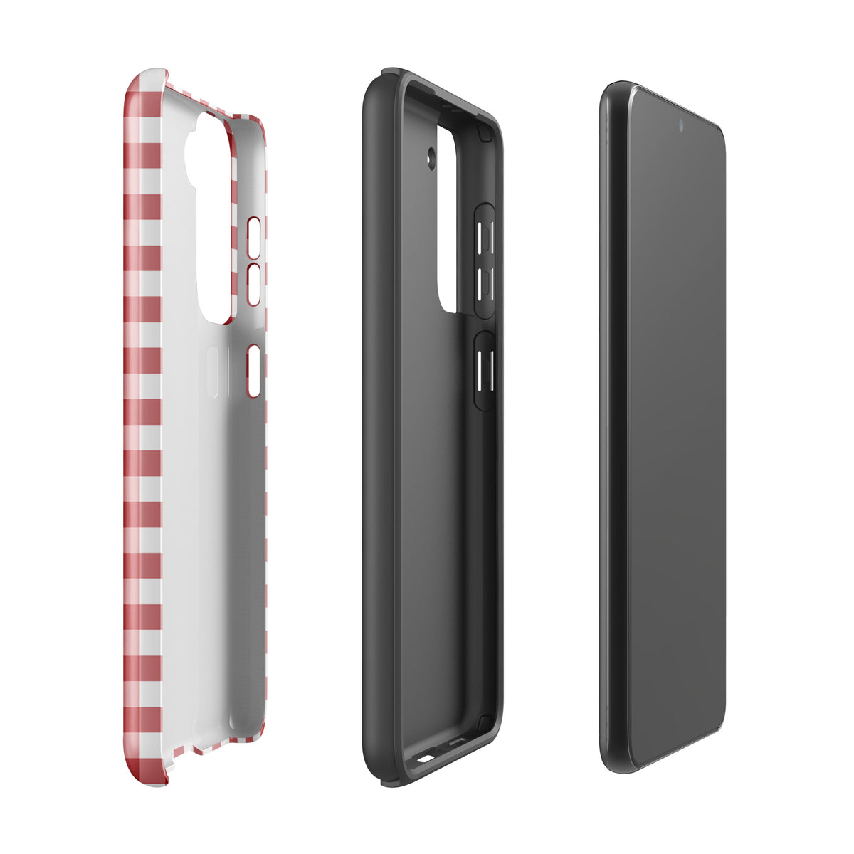 Phone Case with red‑and‑white gingham pattern for Samsung Galaxy, showcasing chic design and durable protection.