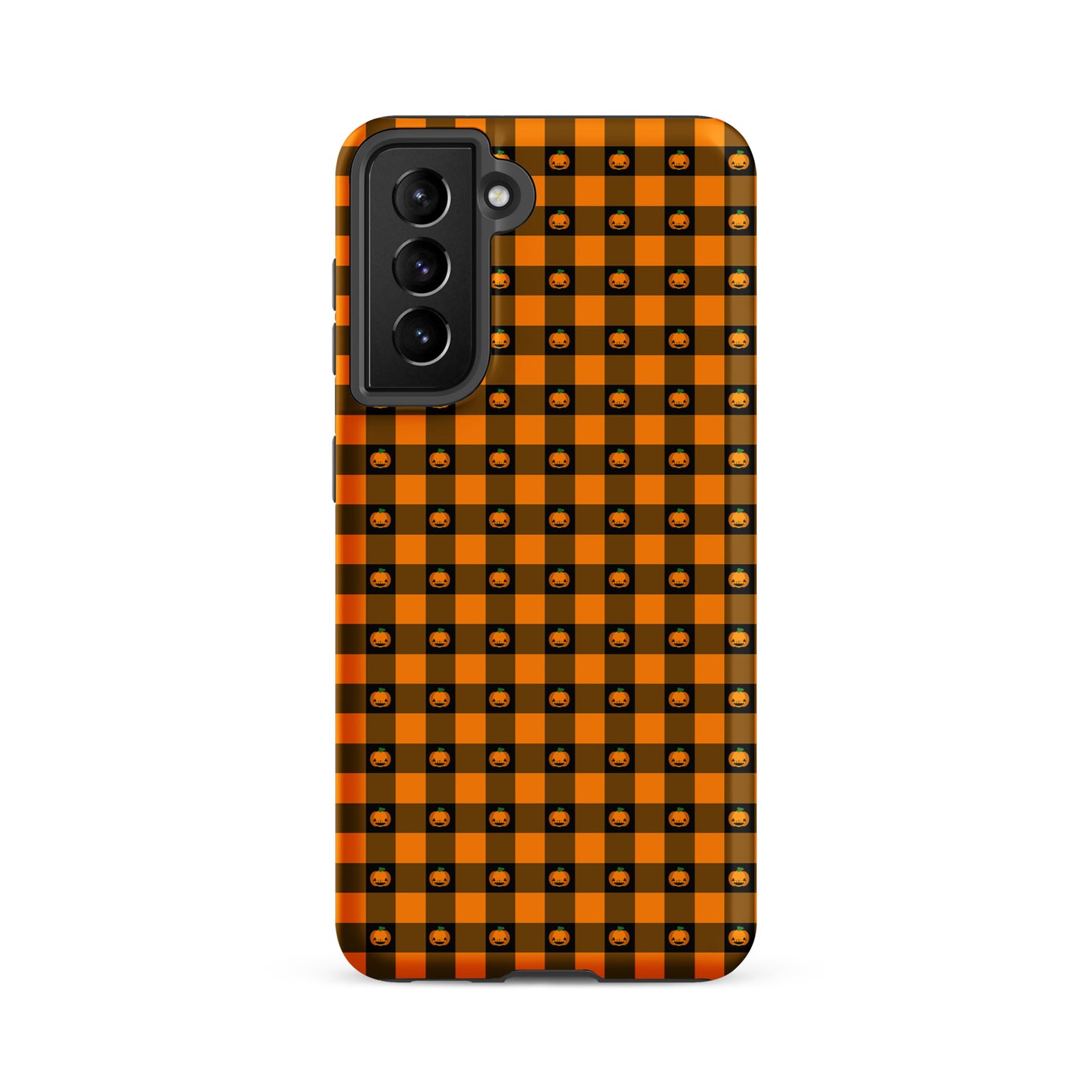 Phone Case for Samsung Galaxy with playful pumpkin gingham design for Halloween fun
