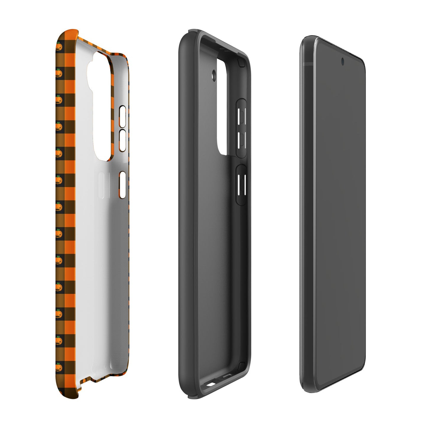 Phone Case for Samsung Galaxy with playful pumpkin gingham Halloween design