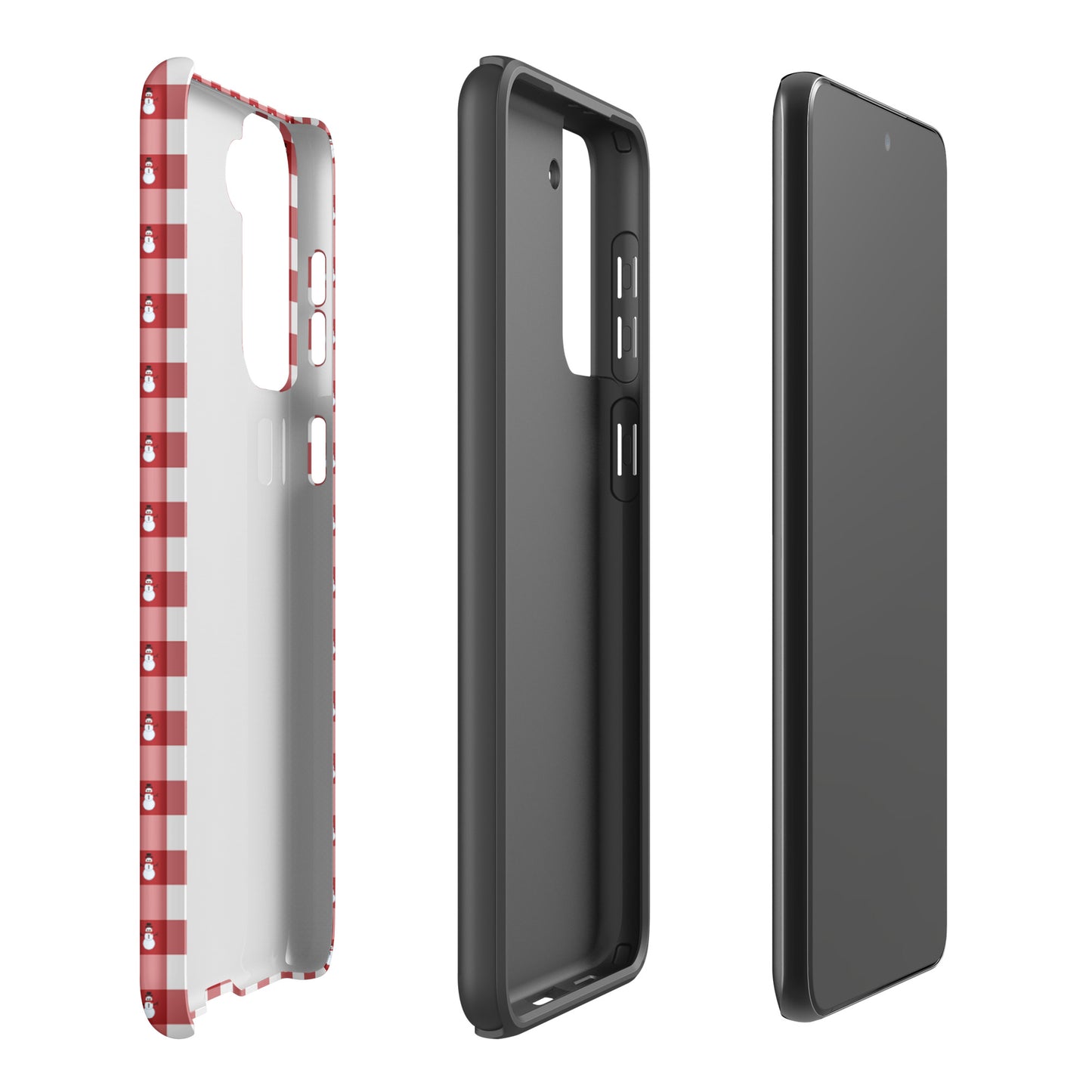 Phone Case for Samsung Galaxy with snowman gingham winter design showcasing red-white pattern for seasonal style and protection