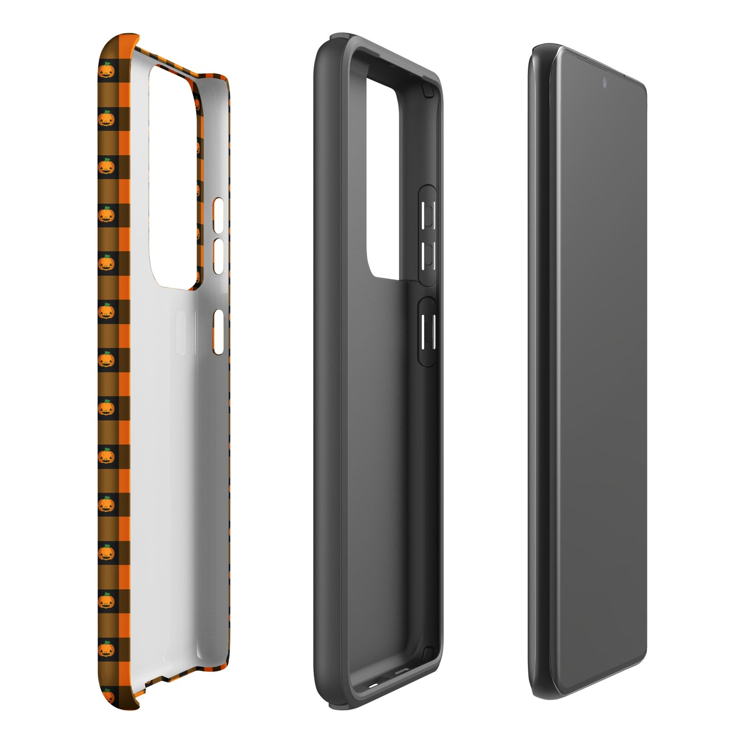 Phone Case for Samsung Galaxy with pumpkin gingham Halloween design
