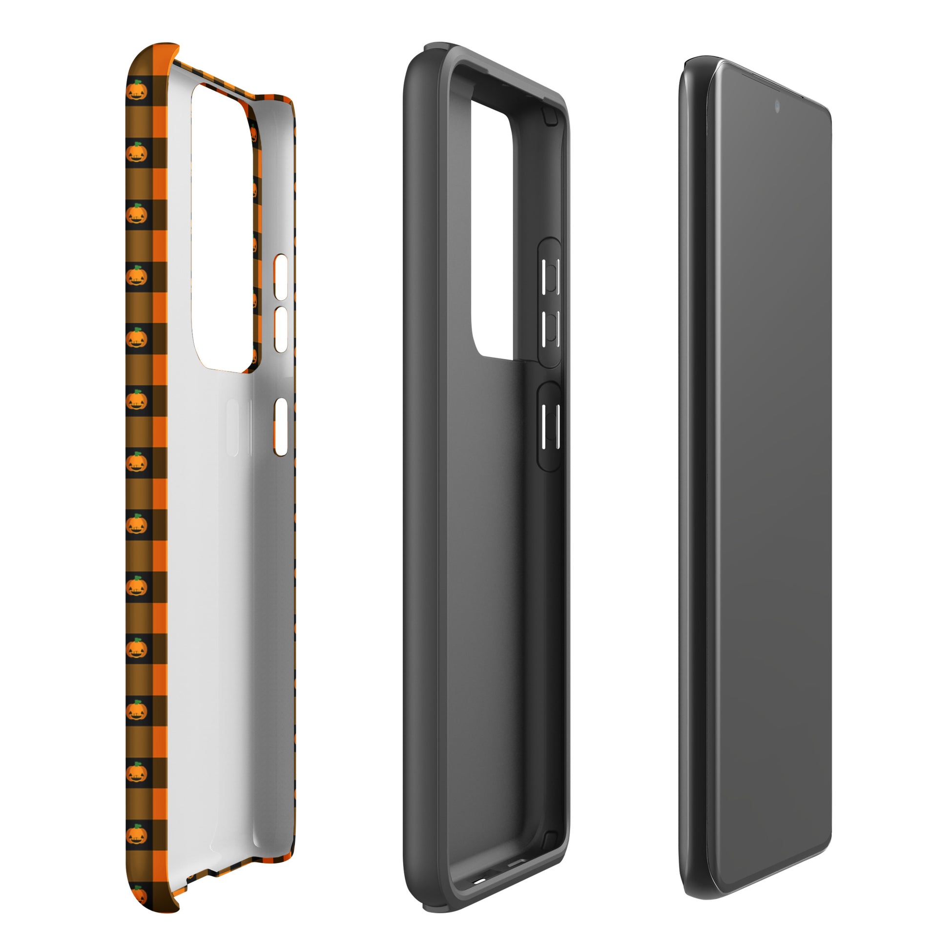 Phone Case for Samsung Galaxy with pumpkin gingham Halloween design