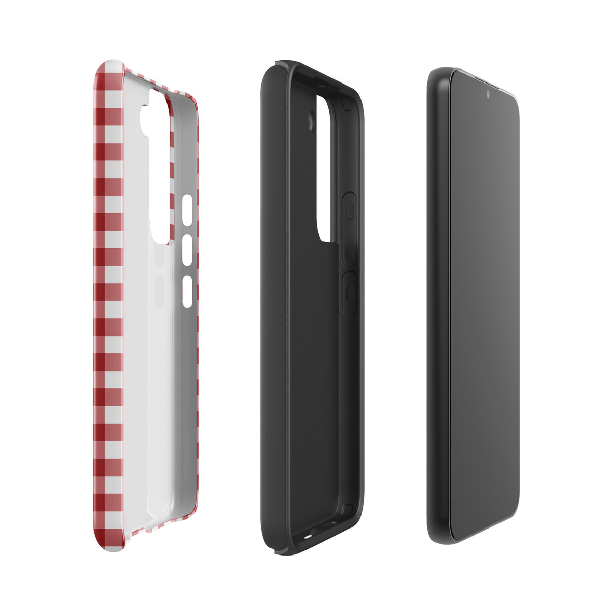 Phone Case for Samsung Galaxy with red-and-white gingham pattern, showcasing stylish design and durability.