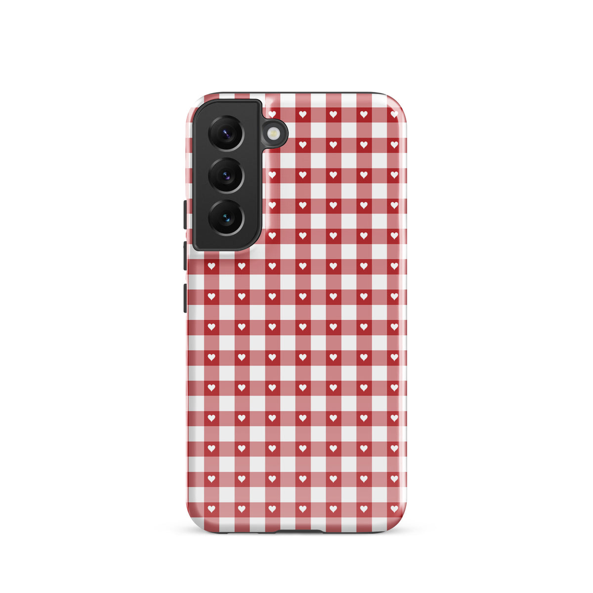 Red and white gingham Phone Case for Samsung Galaxy with heart pattern for style and protection.