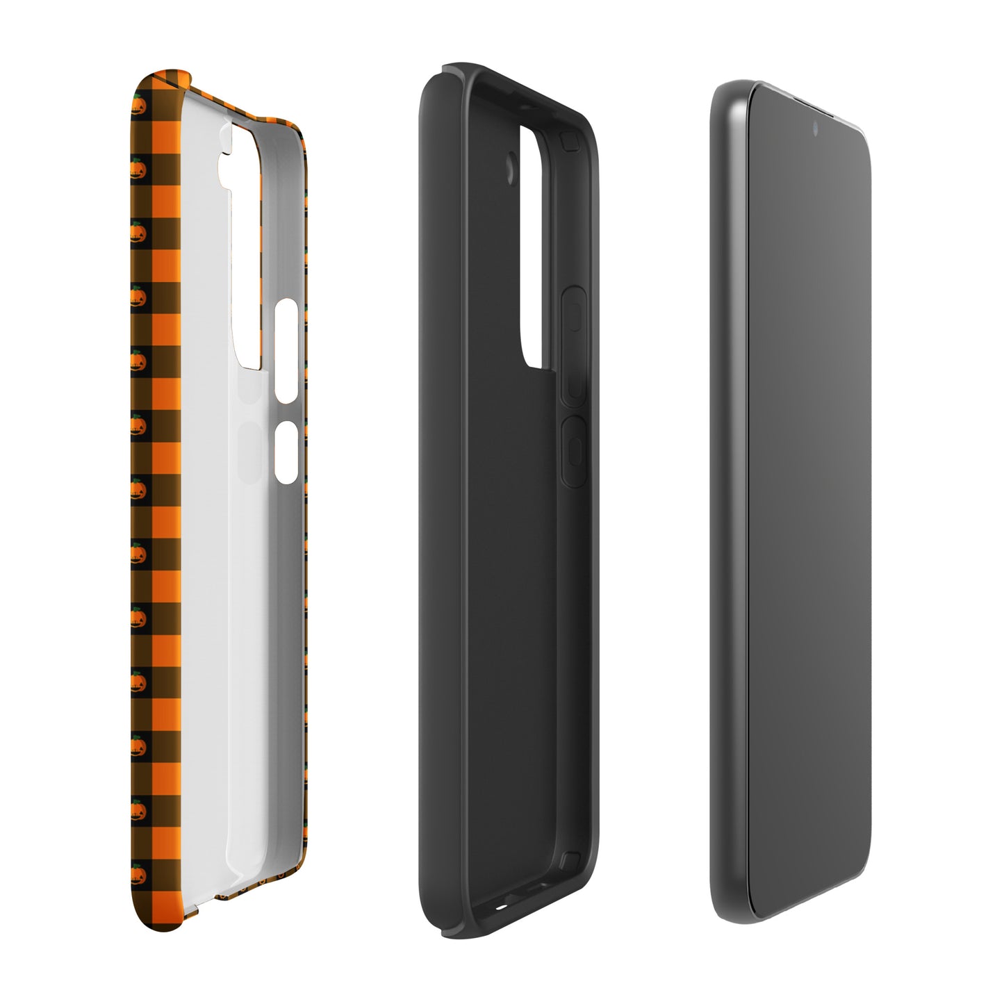 Phone Case for Samsung Galaxy with playful pumpkin gingham Halloween design