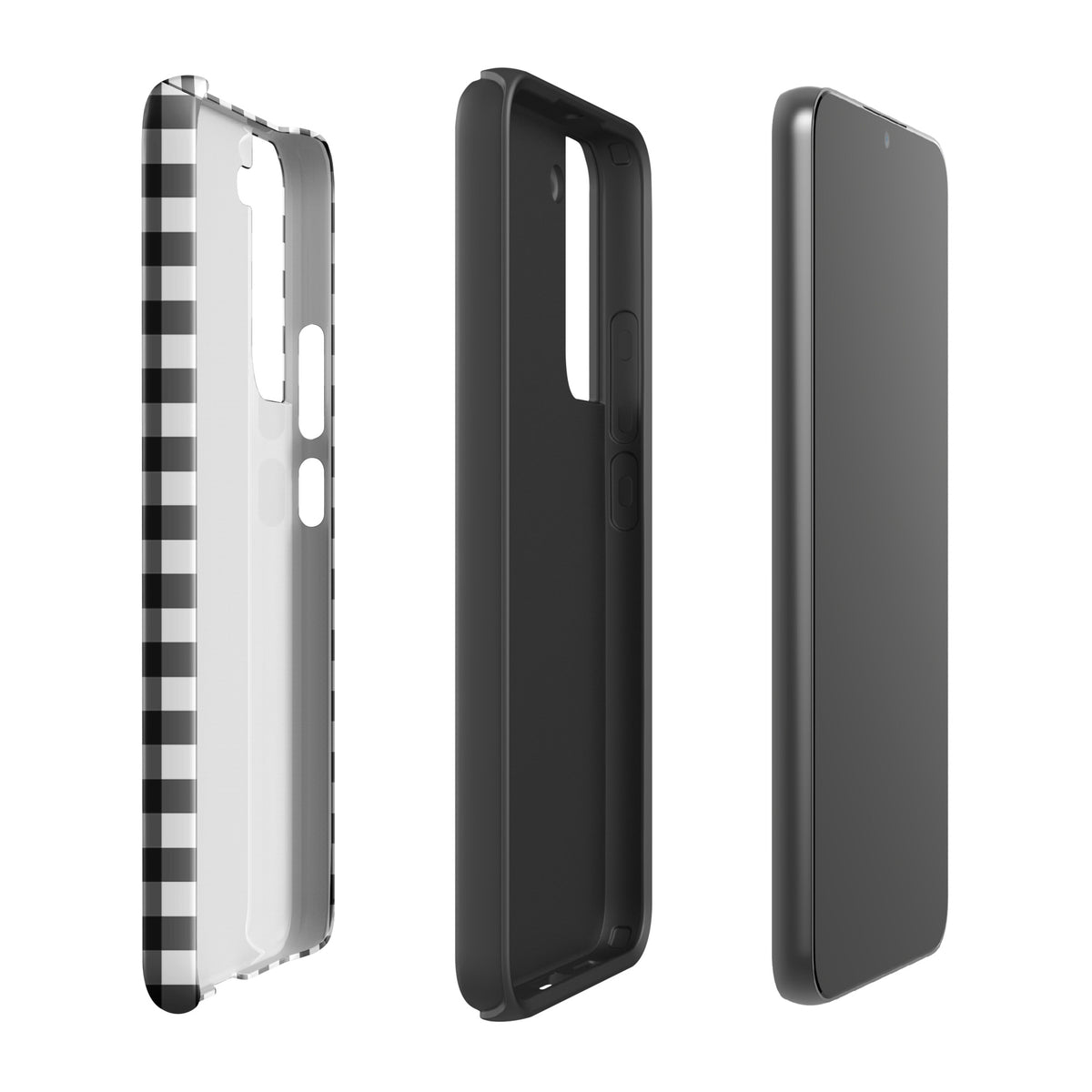 Phone Case for Samsung Galaxy with black-and-white gingham pattern offering stylish protection and luxurious design.
