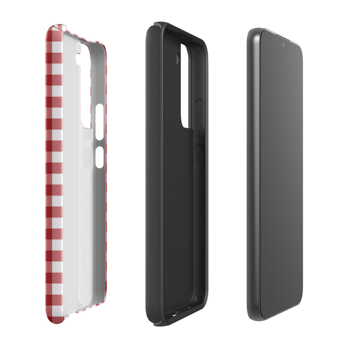 Phone Case with red-and-white gingham pattern for Samsung Galaxy, stylish and protective