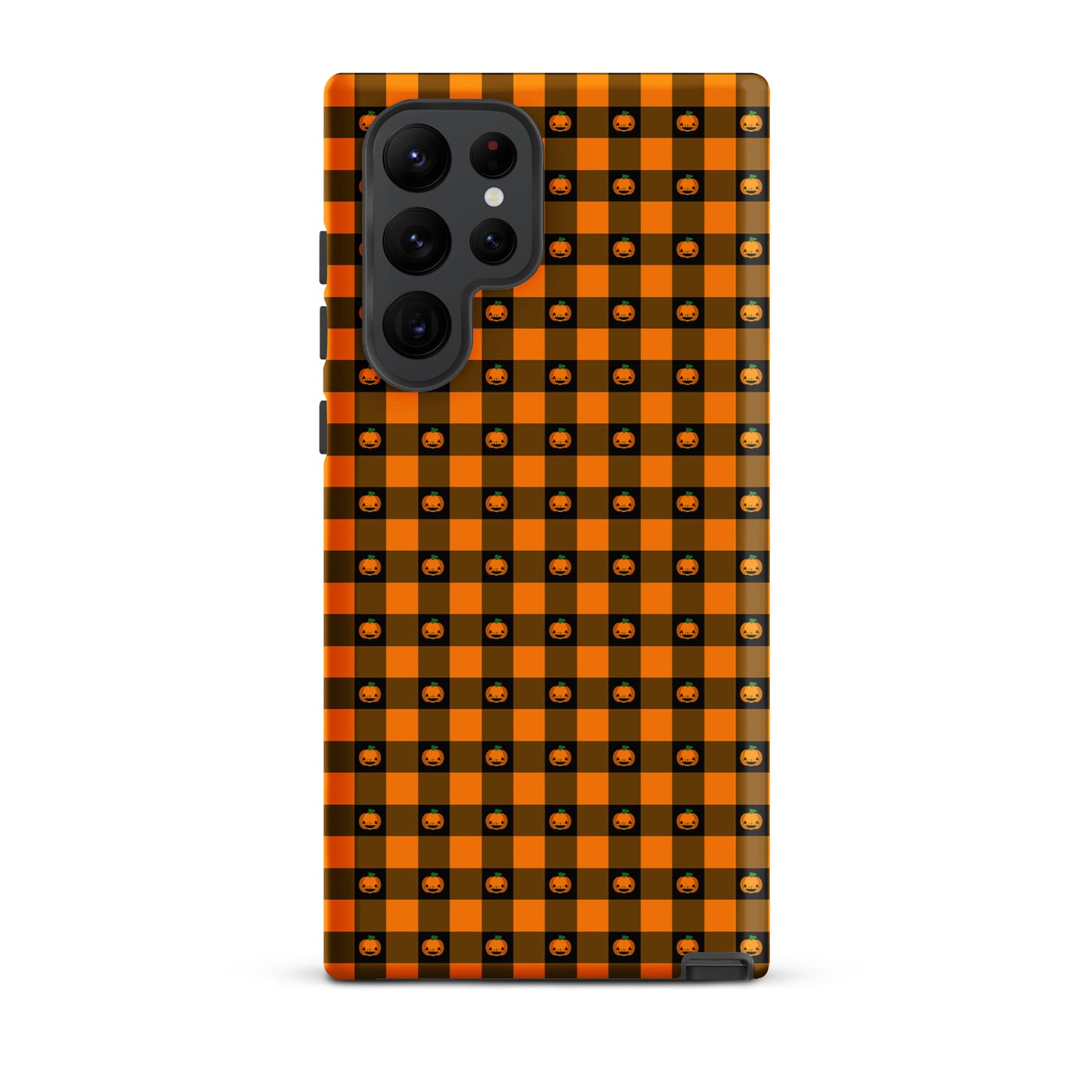 Phone Case for Samsung Galaxy with playful pumpkin gingham design, perfect for Halloween charm.