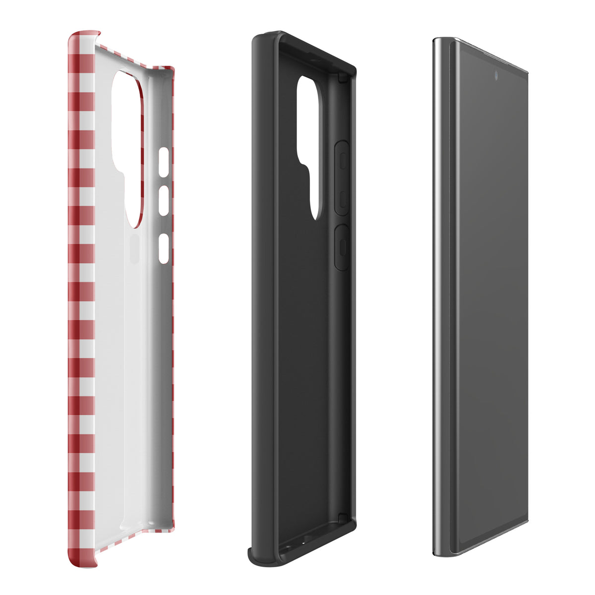 Phone Case for Samsung Galaxy with red and white gingham pattern offering style and protection.