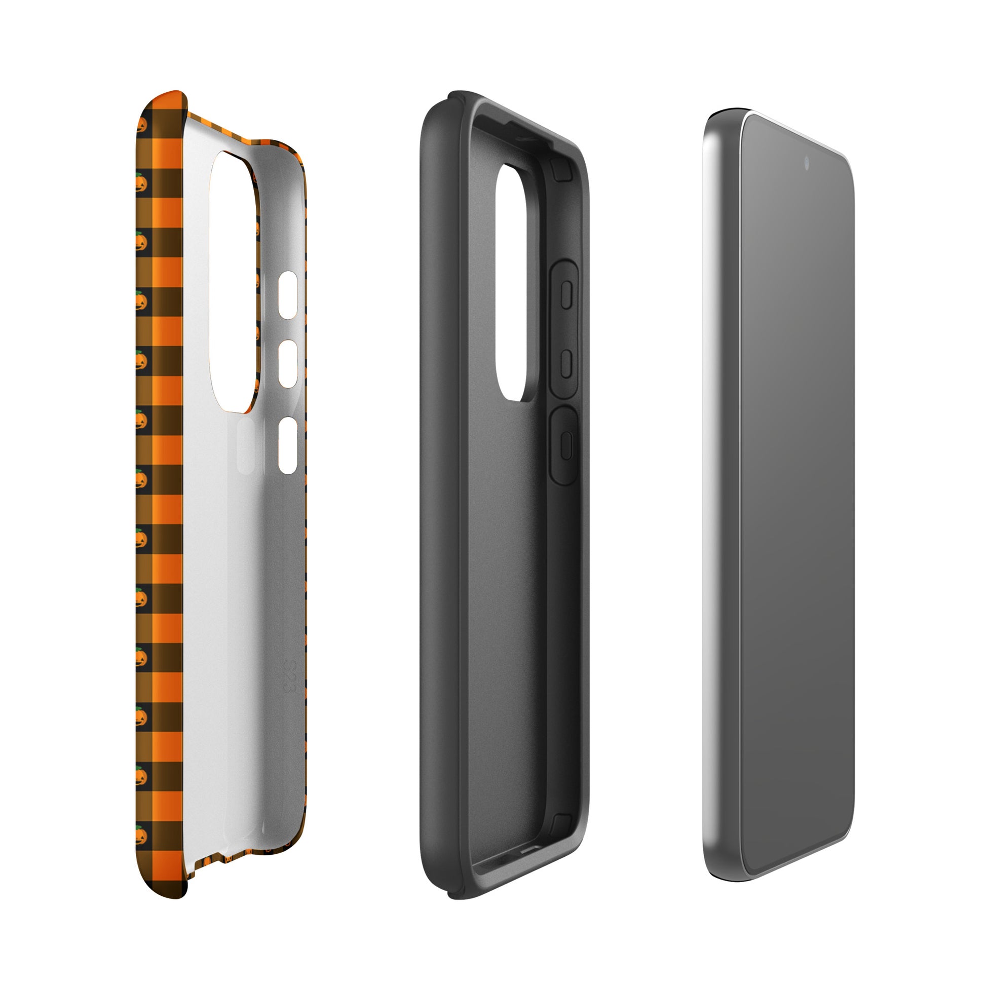 Phone Case for Samsung Galaxy with Halloween pumpkin gingham design, adding festive charm to your everyday style.