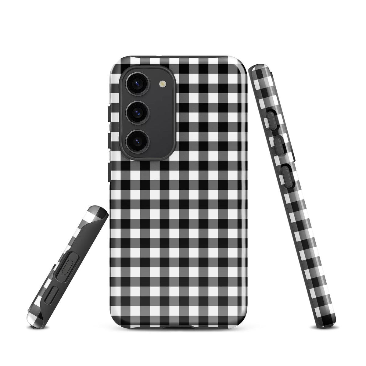 Phone Case for Samsung Galaxy with black-white gingham pattern, offering style and durability. Ideal accessory for phone case lovers.
