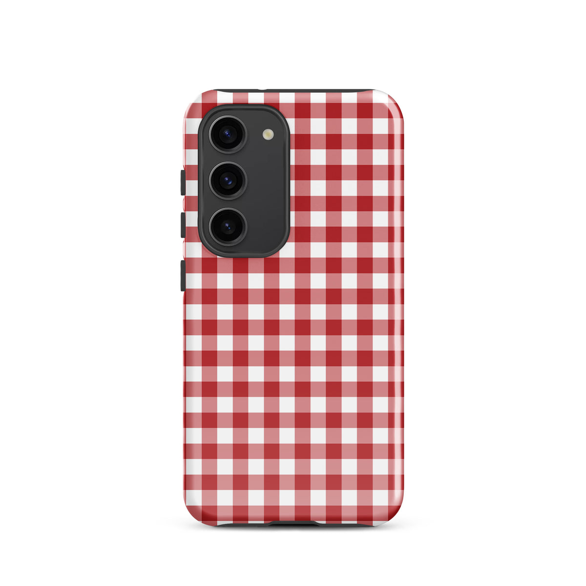 Phone Case for Samsung Galaxy with red-and-white gingham pattern, blending style and protection in a chic design.