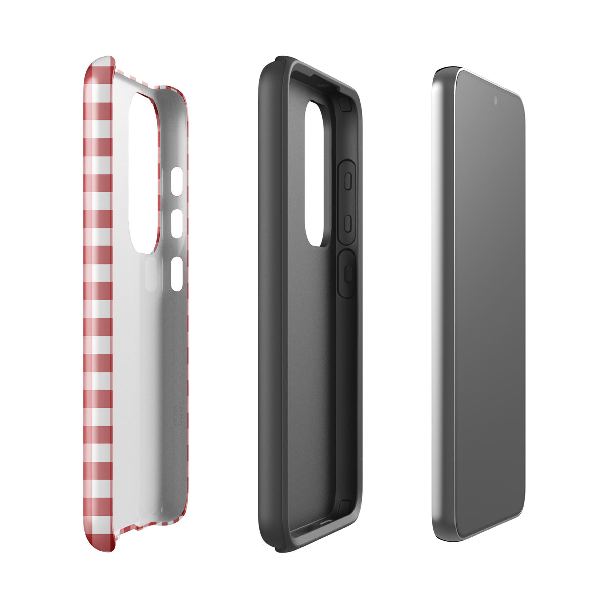 Phone Case for Samsung Galaxy with red and white gingham pattern, showcasing stylish design and durability for tech-savvy users.