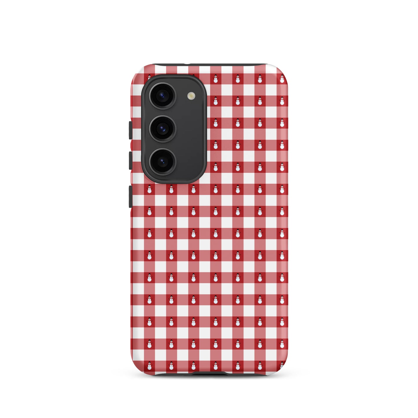 Phone Case for Samsung Galaxy with snowman gingham winter design, red-and-white pattern, festive and protective accessory