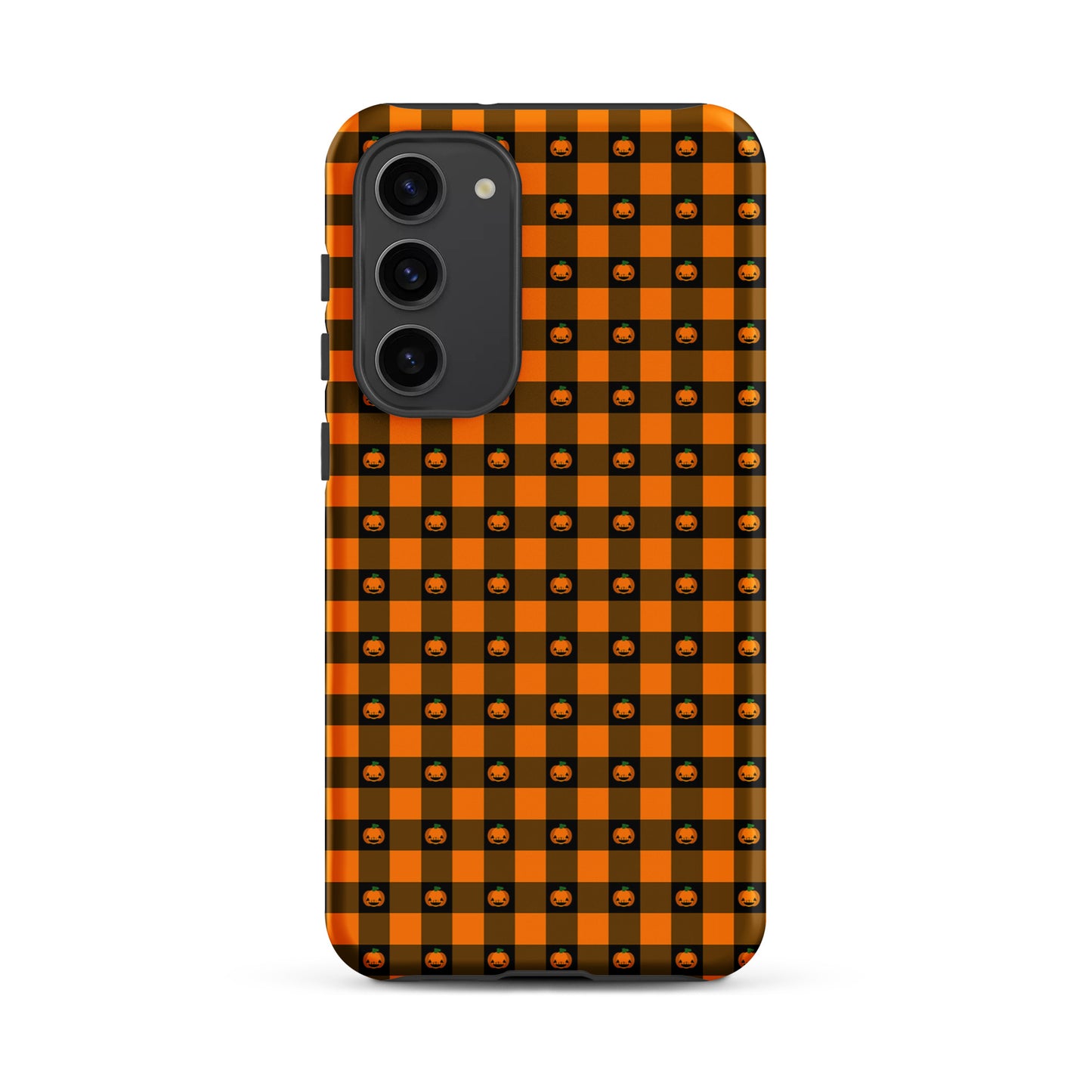 Phone Case for Samsung Galaxy with playful pumpkin gingham Halloween design