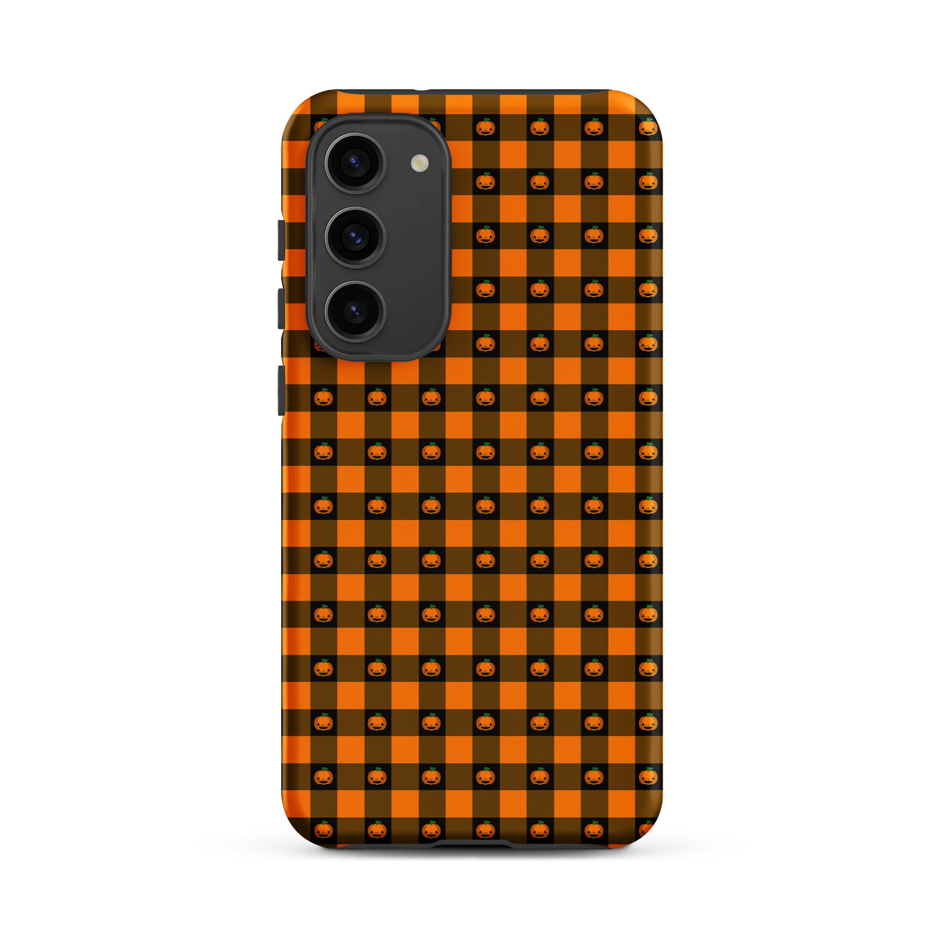 Phone Case for Samsung Galaxy with playful pumpkin gingham Halloween design