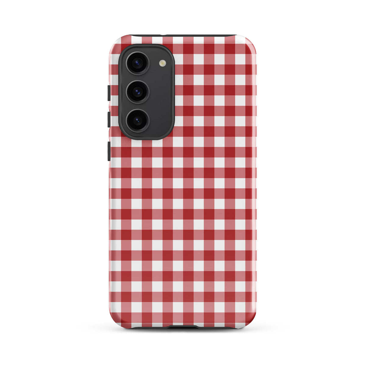 Phone Case for Samsung Galaxy with red and white gingham pattern, offering style and protection.