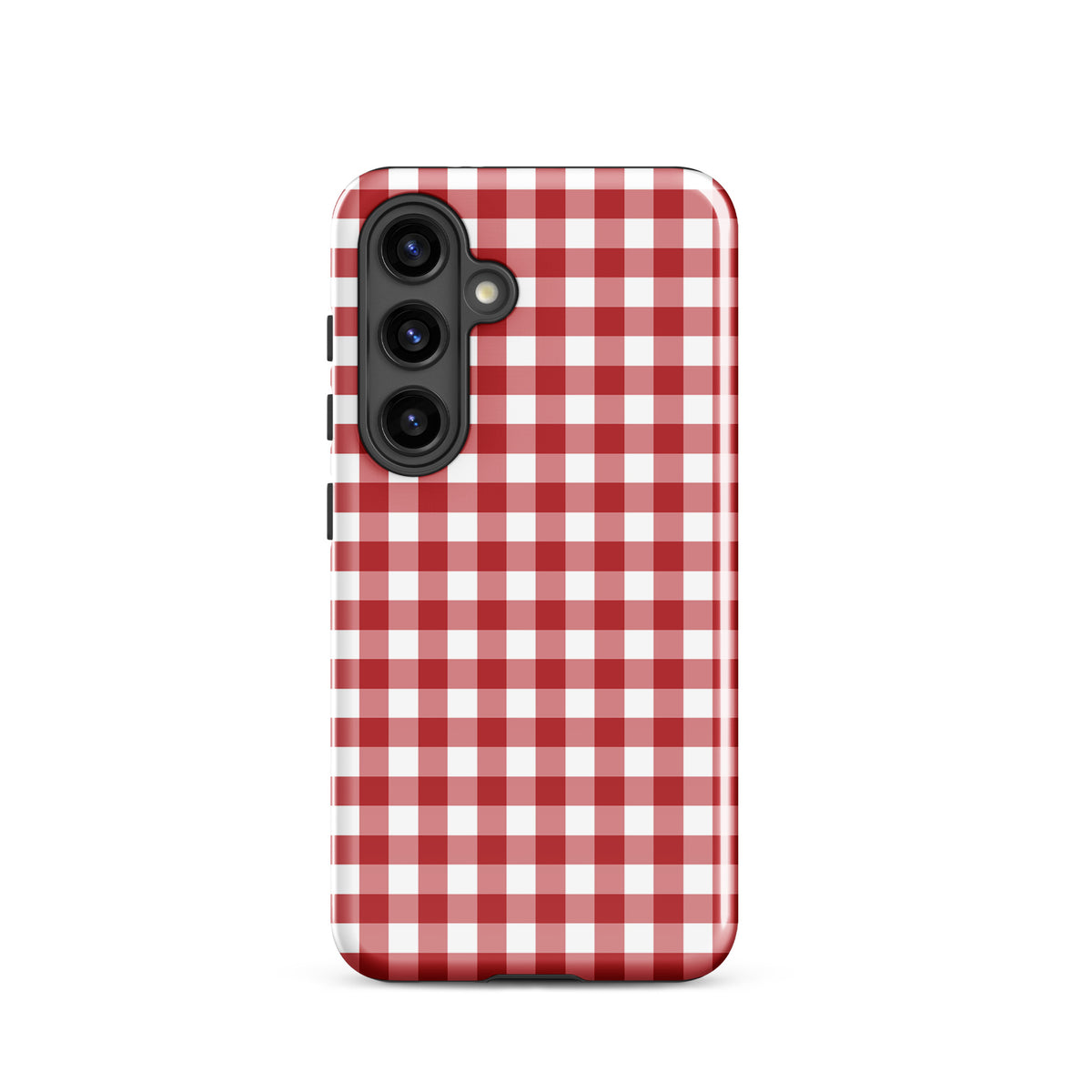 Phone Case with red-and-white gingham pattern for Samsung Galaxy, offering style and protection.