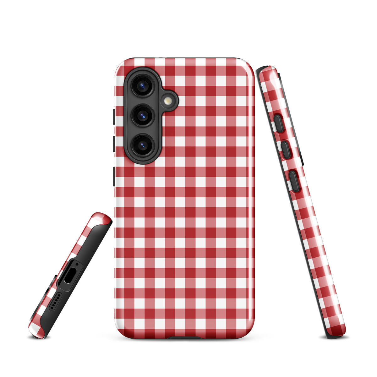 Phone Case for Samsung Galaxy with red-and-white gingham pattern, combining style and protection in a chic design.