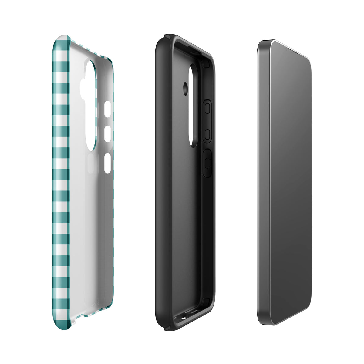 Teal and white gingham Phone Case for Samsung Galaxy, offering both style and protection in a chic design.