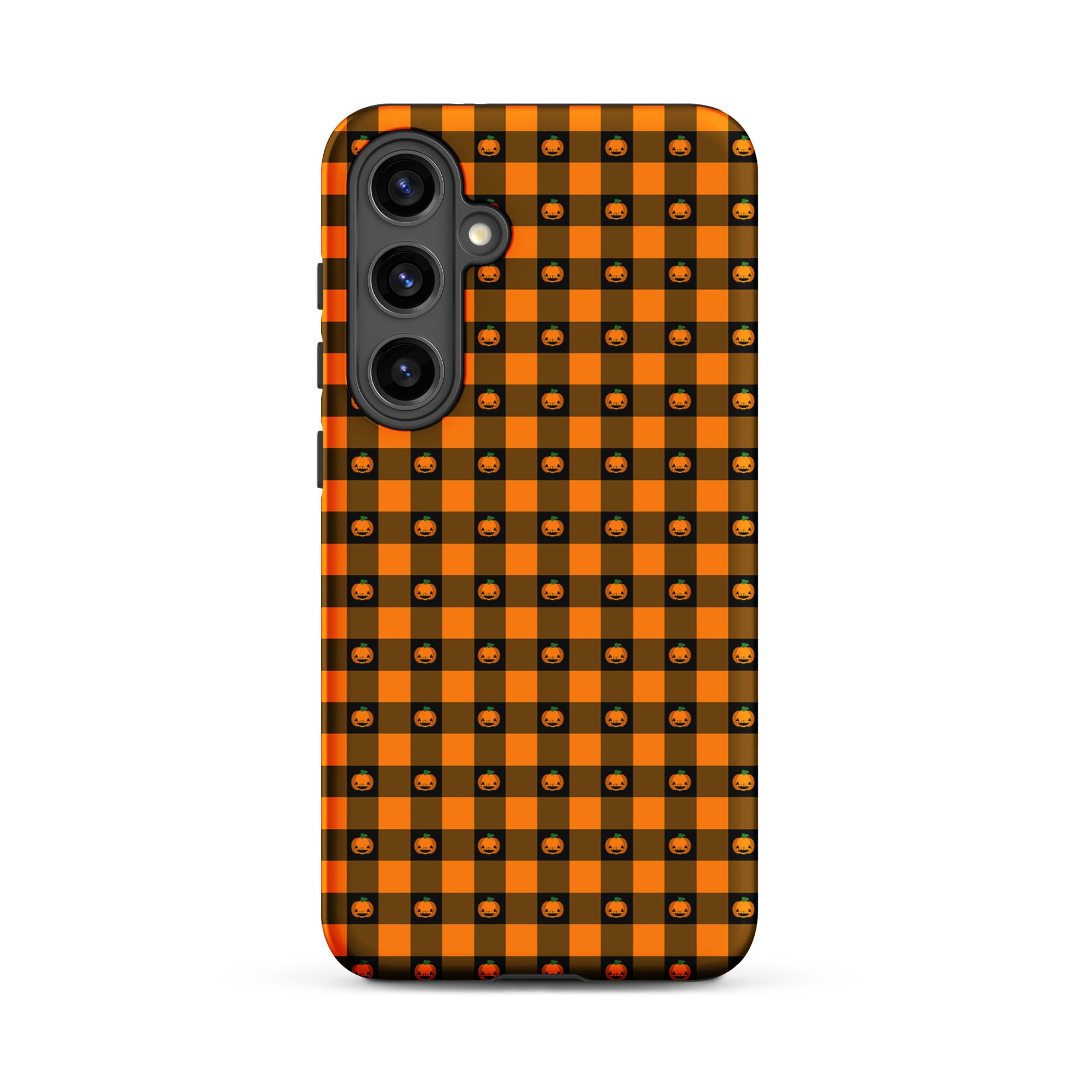 Phone Case for Samsung Galaxy with Halloween pumpkin gingham design