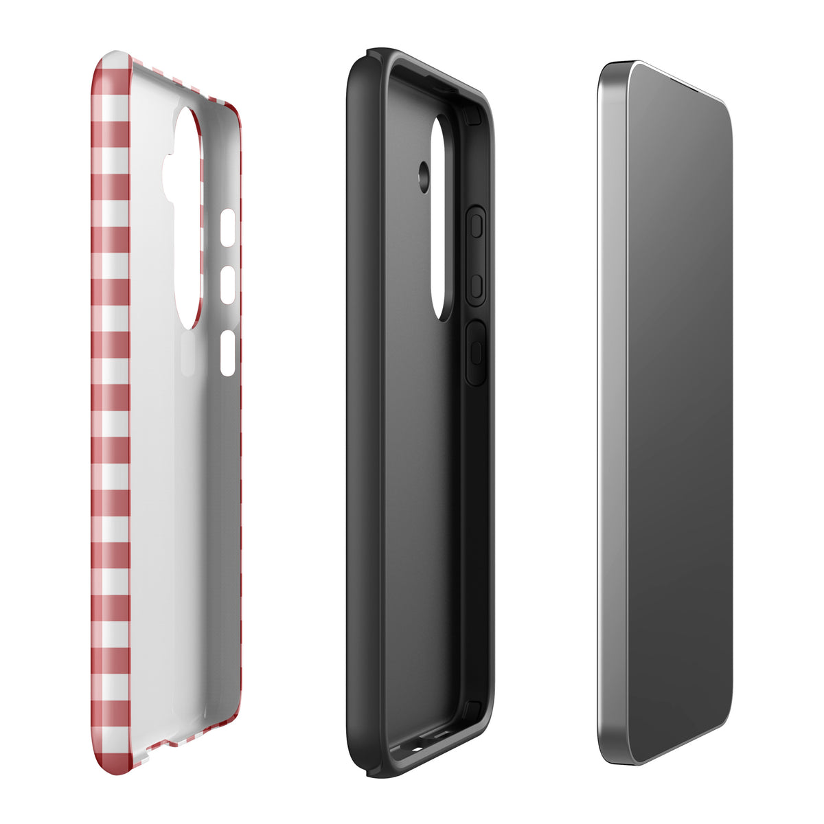 Phone Case for Samsung Galaxy with red-and-white gingham pattern, showing durable design and style enhancement for your device.