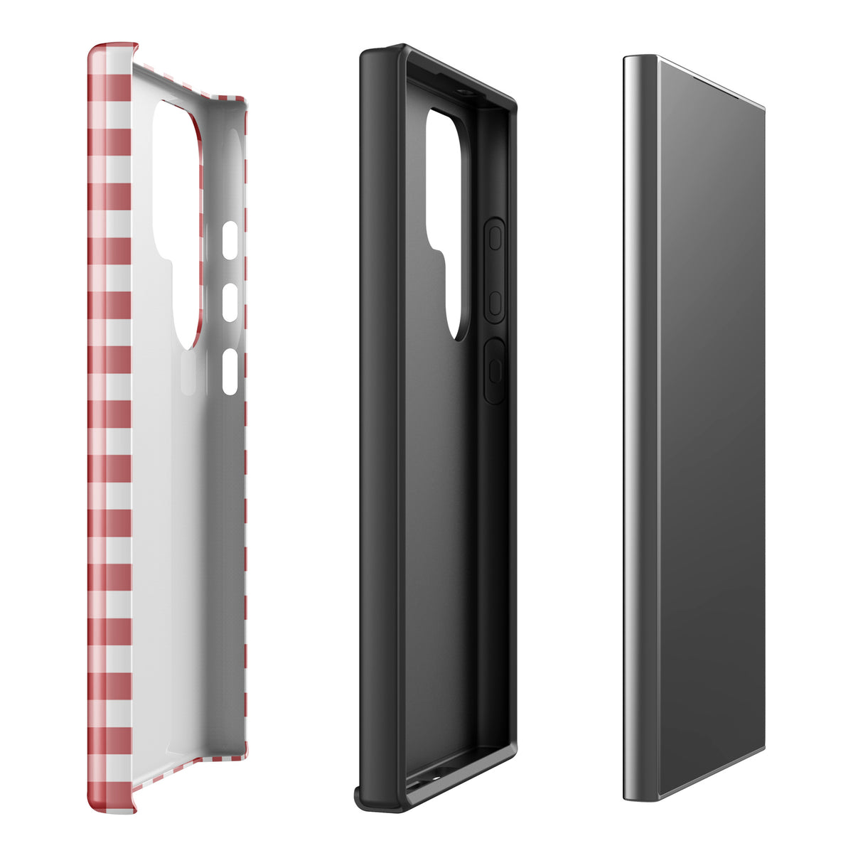 Phone Case for Samsung Galaxy in red-and-white gingham pattern, showcasing stylish design and durability.
