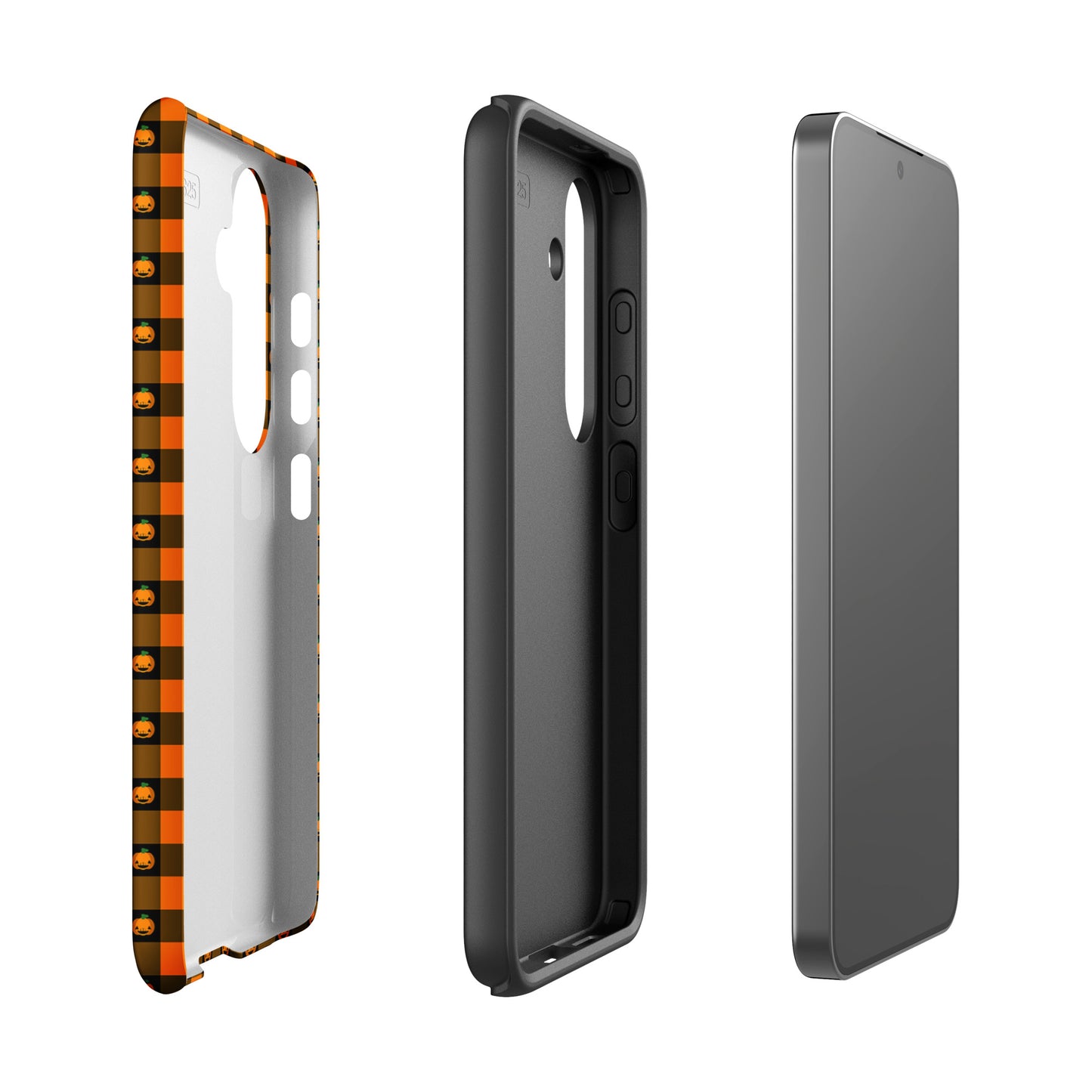 Phone Case for Samsung Galaxy with playful pumpkin gingham design, perfect for Halloween charm and festive style.