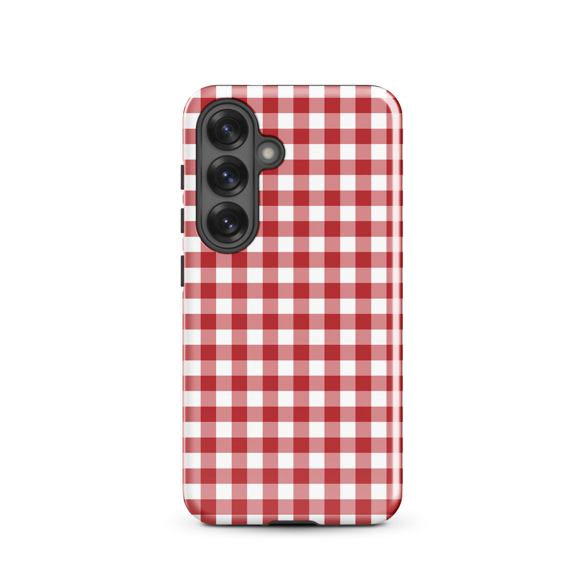 Phone Case with red-and-white gingham pattern for Samsung Galaxy, offering chic style and durability.