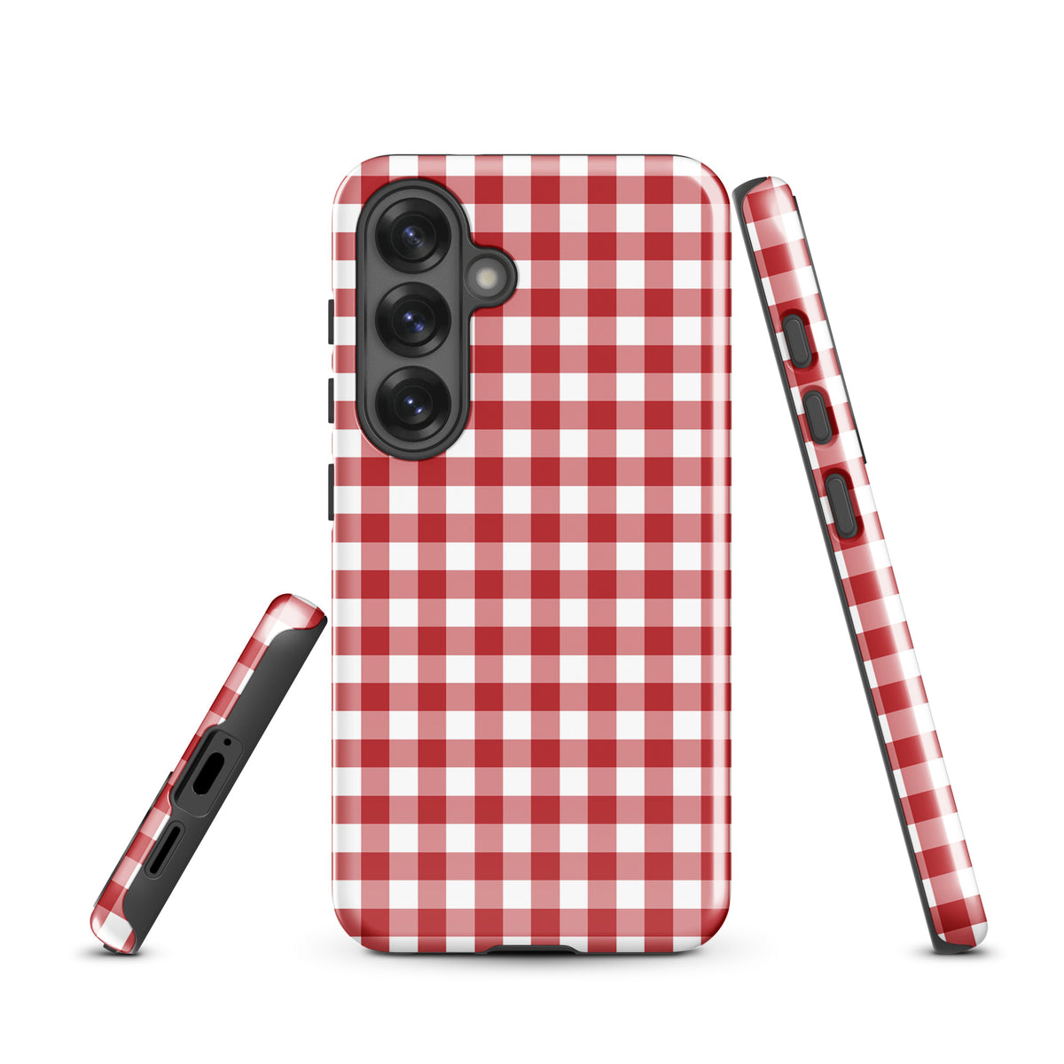 Phone Case for Samsung Galaxy in red-and-white gingham pattern, offering style and protection