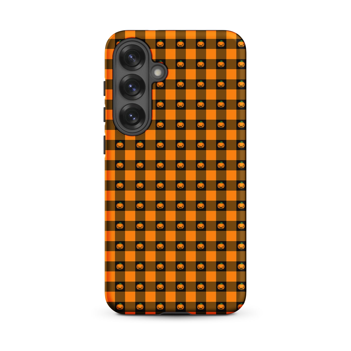 Phone Case for Samsung Galaxy with playful pumpkin gingham Halloween design