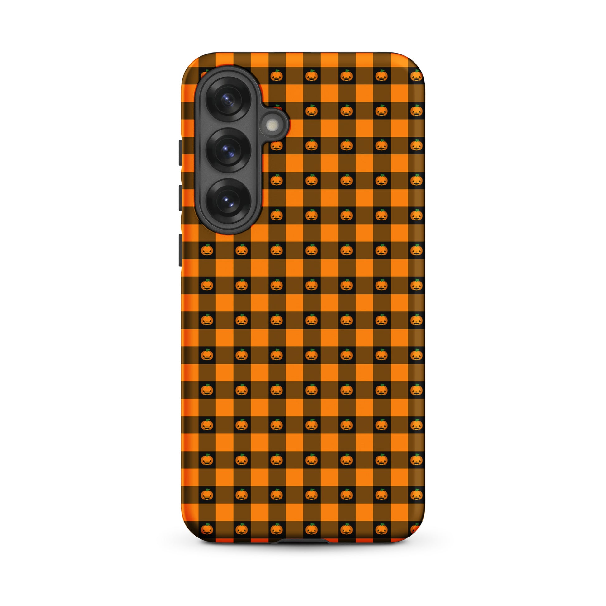 Phone Case for Samsung Galaxy with playful pumpkin gingham Halloween design
