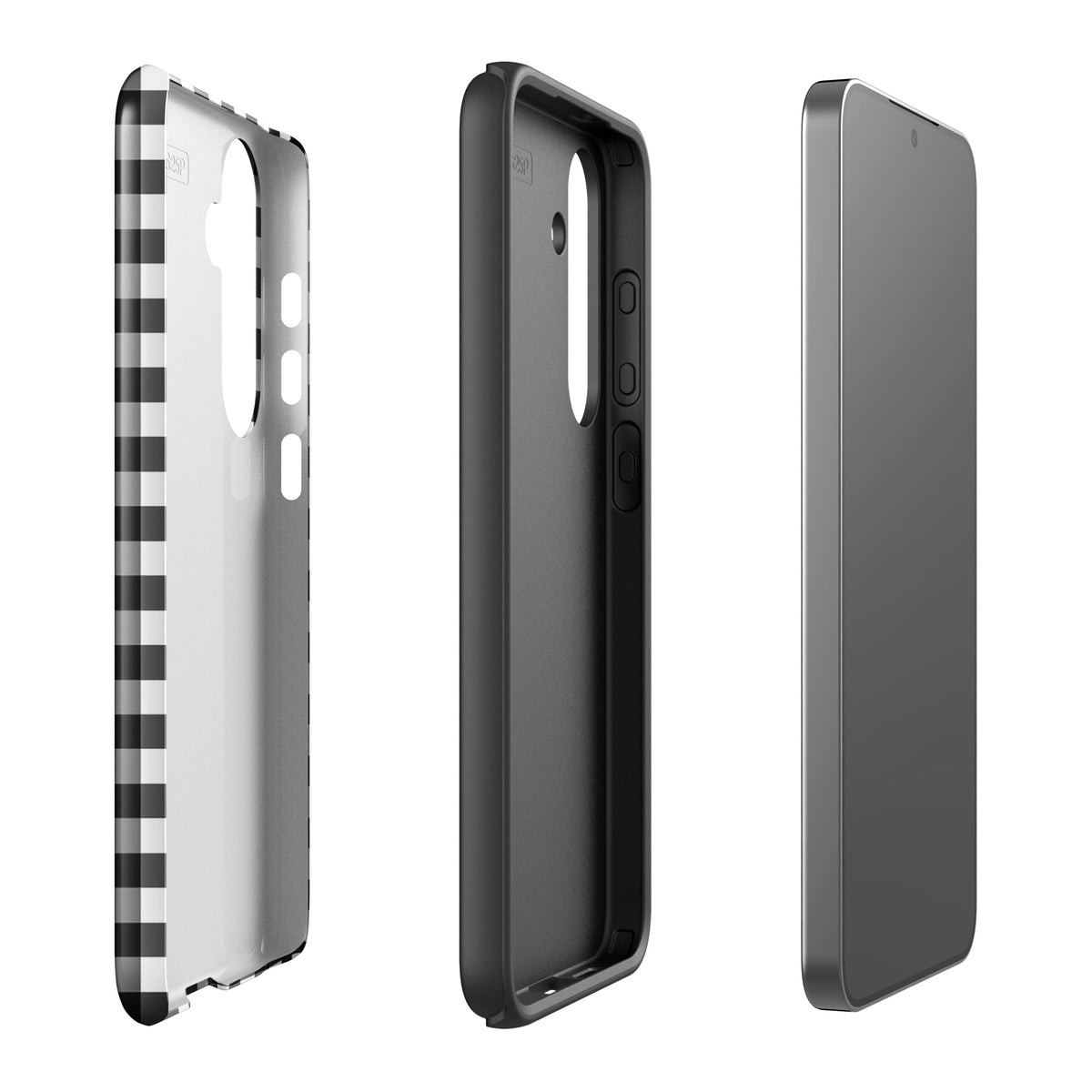 Phone Case for Samsung Galaxy with black and white gingham pattern showcasing sleek design and robust protection.