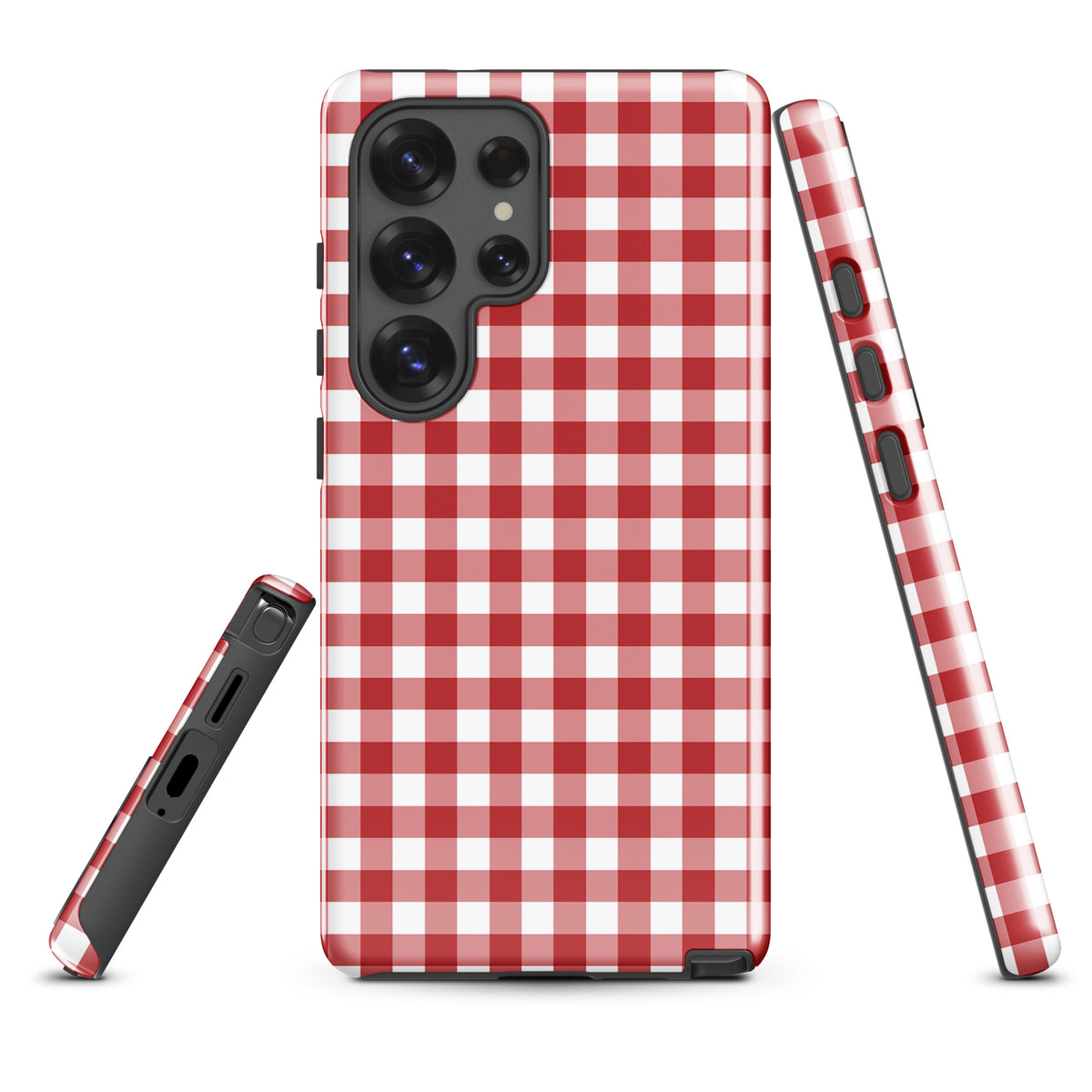 Phone Case for Samsung Galaxy with red gingham pattern offering style and protection