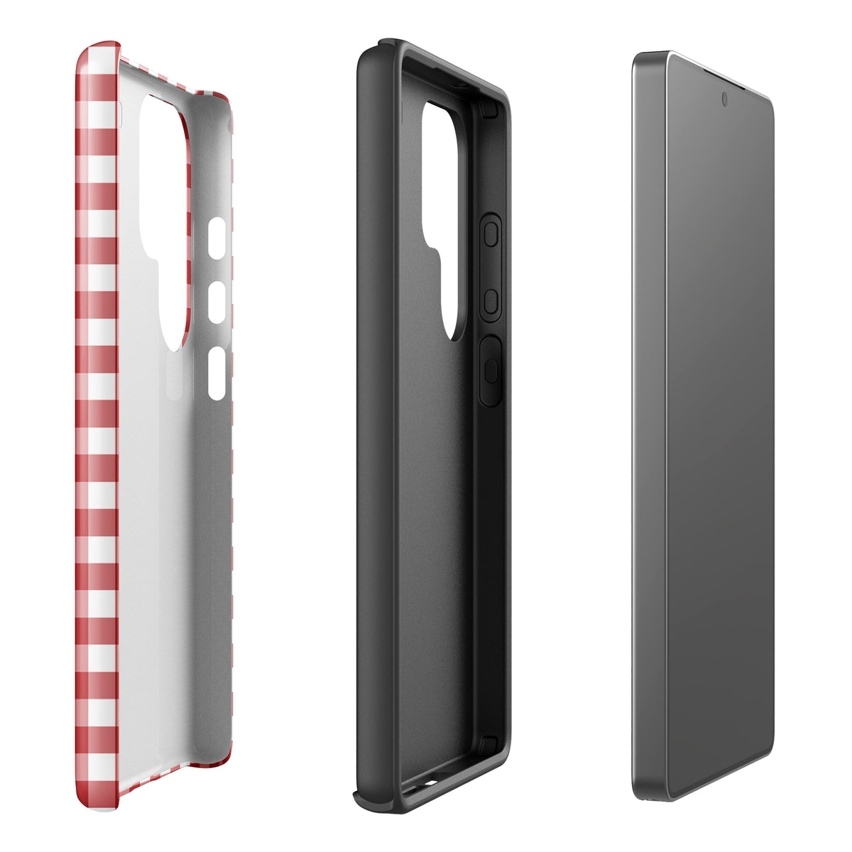 Phone Case for Samsung Galaxy with red-and-white gingham pattern, showcasing stylish design and protection.