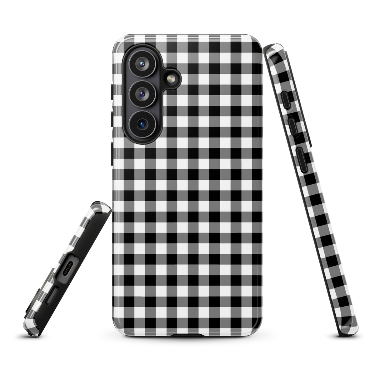 Black and white gingham pattern Phone Case for Samsung Galaxy offering style and protection.