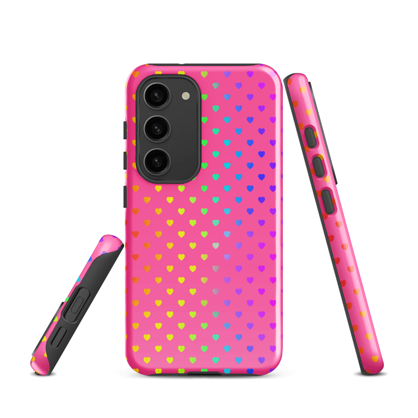 phone case with cute rainbow hearts design for Samsung Galaxy