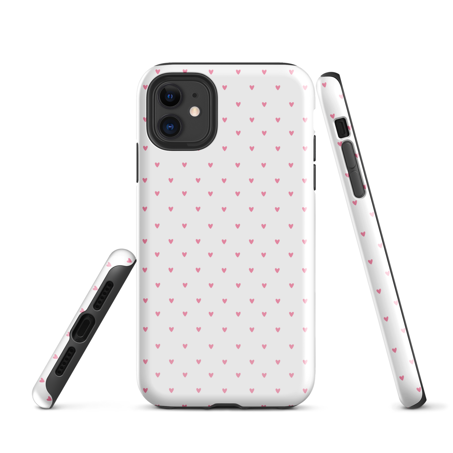 Phone Case for iPhone with heart-dot pattern, cute polka-dot style, minimalist design