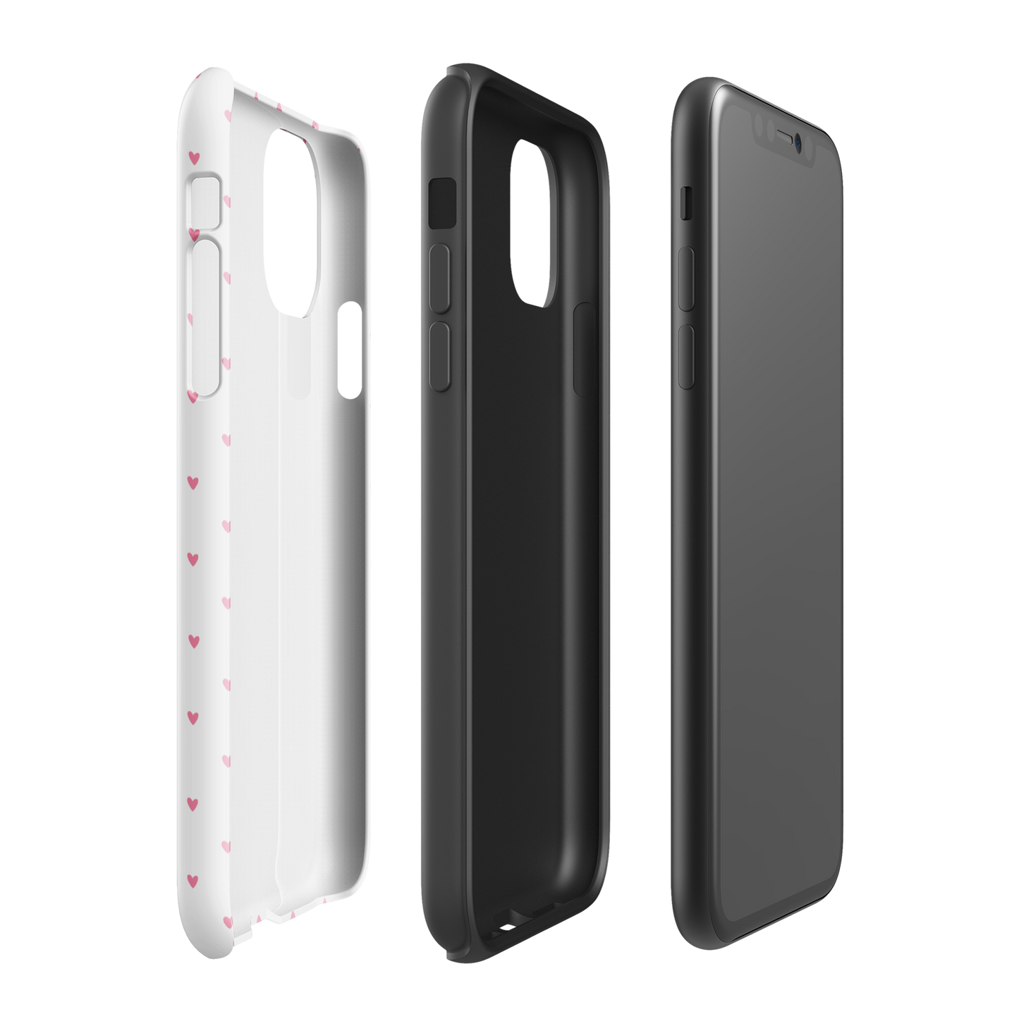 Phone Case for iPhone Heart-Dot Pattern, featuring minimalist heart design on bold background, stylish and modern accessory.