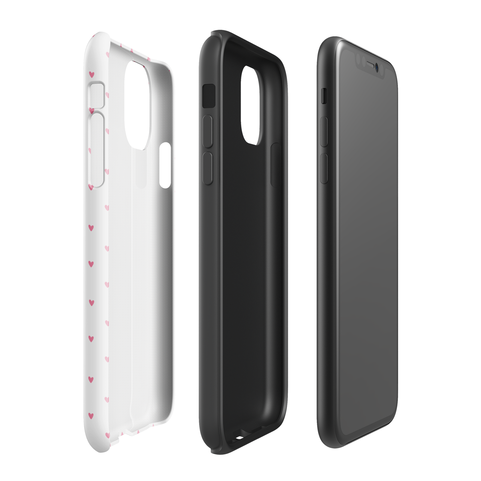 Phone Case for iPhone Heart-Dot Pattern, featuring minimalist heart design on bold background, stylish and modern accessory.