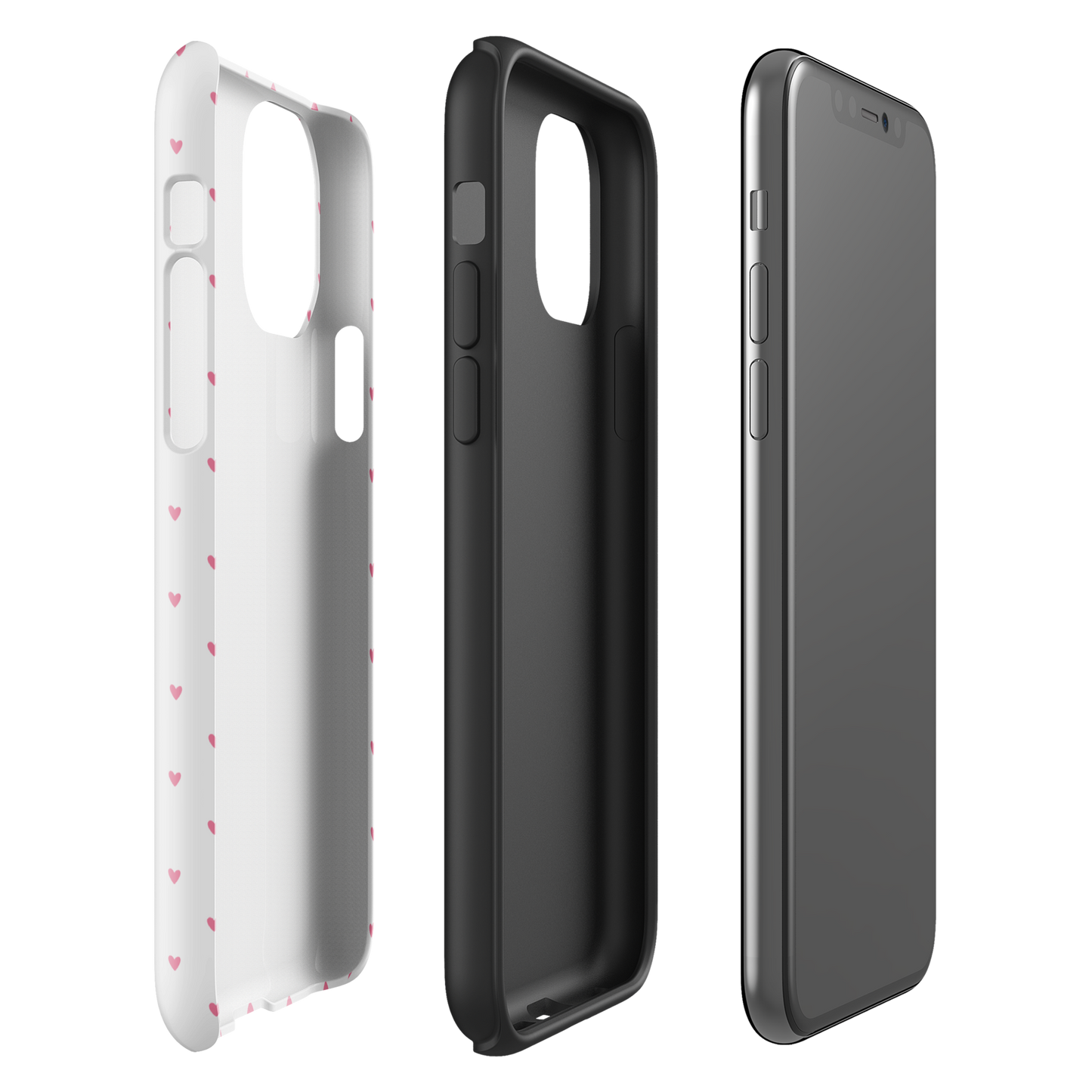 Phone Case with heart-dot pattern for iPhone showcasing minimalist and playful polka-dot style in a charming design.