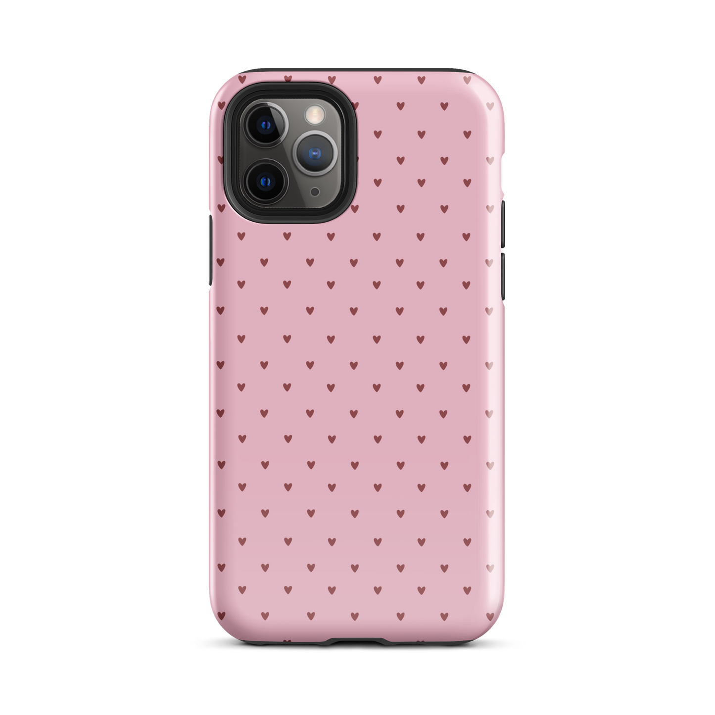 Phone Case for iPhone with heart-dot pattern in playful polka-dot style on a pink background, combining modern and cute aesthetics.