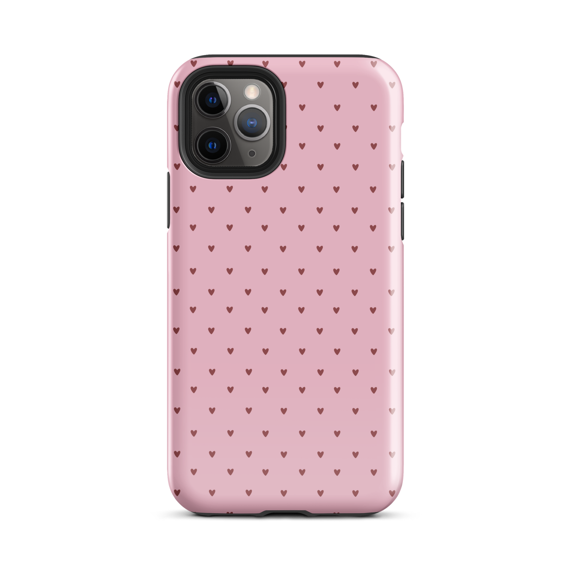 Phone Case for iPhone with heart-dot pattern in playful polka-dot style on a pink background, combining modern and cute aesthetics.