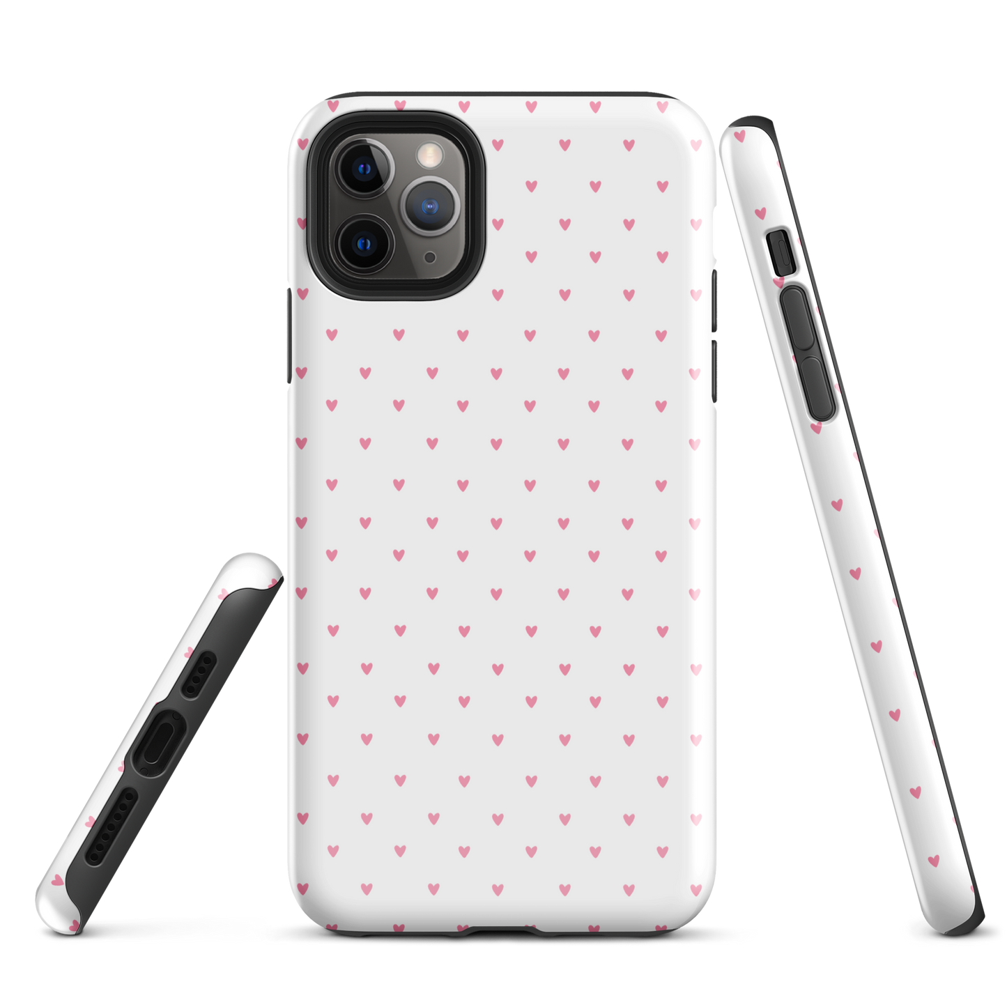 Phone Case for iPhone with heart-dot pattern, featuring tiny hearts on a bold background, blending cute style with modern design.
