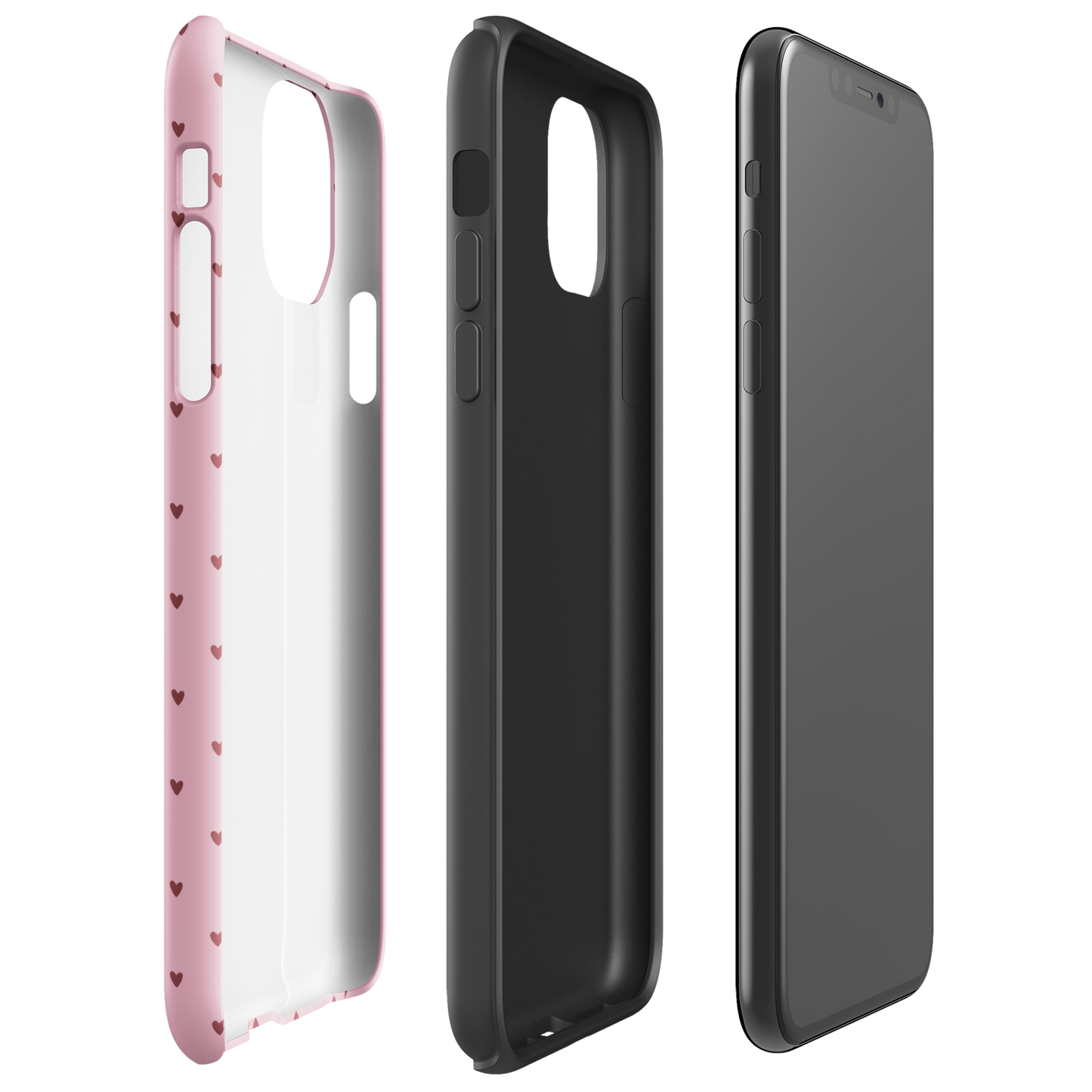 Phone Case for iPhone with heart-dot pattern, playful polka-dot style showcasing cute minimalistic design