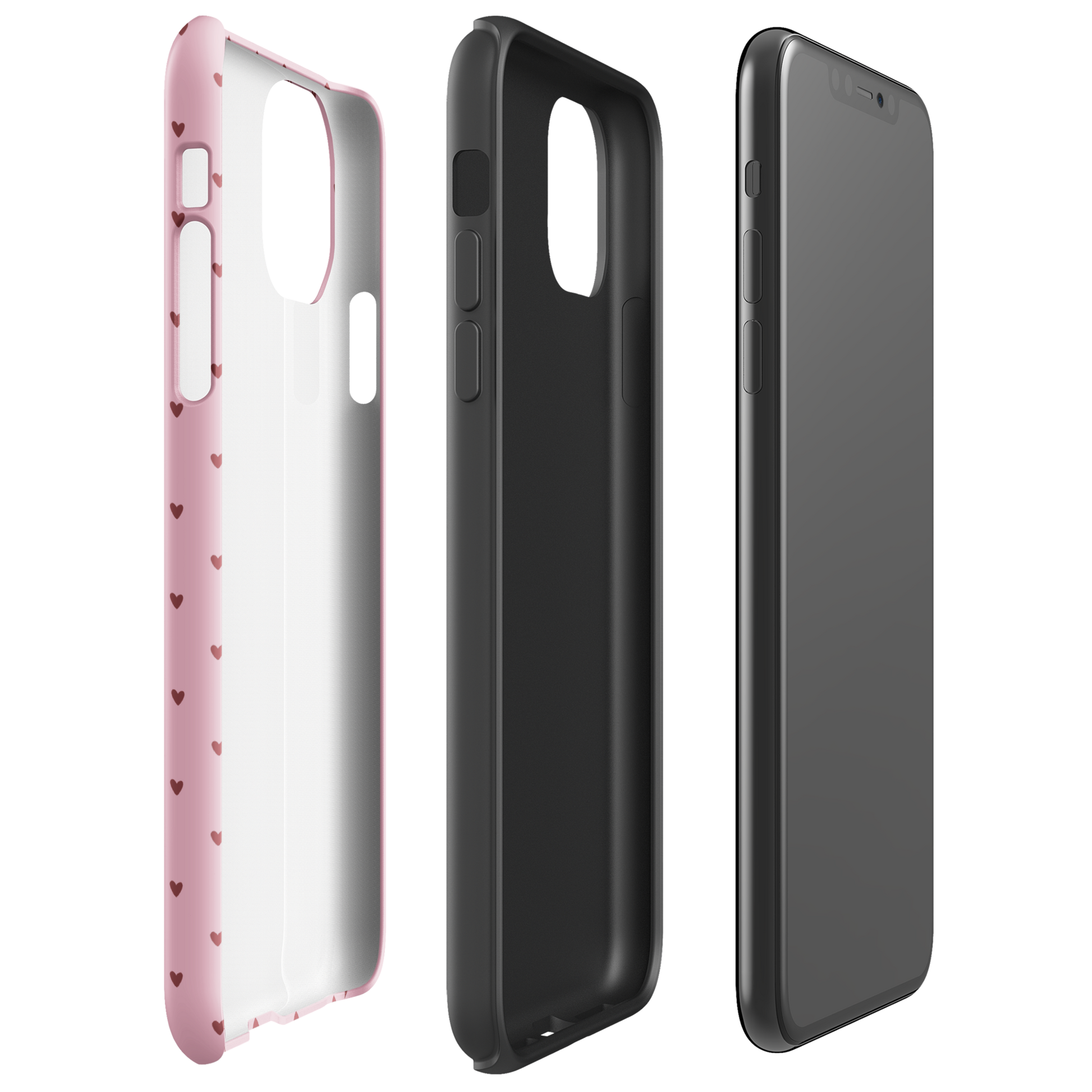 Phone Case for iPhone with heart-dot pattern, playful polka-dot style showcasing cute minimalistic design