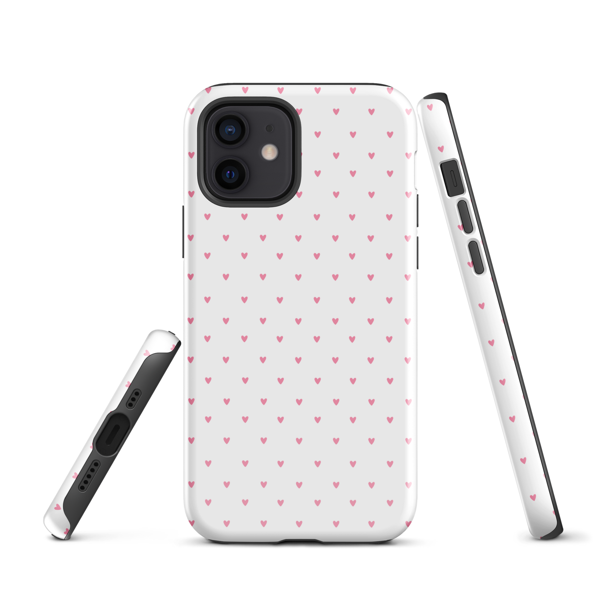 Phone Case for iPhone with heart-dot pattern, playful and stylish design, minimalist and modern accessory for iPhone protection.