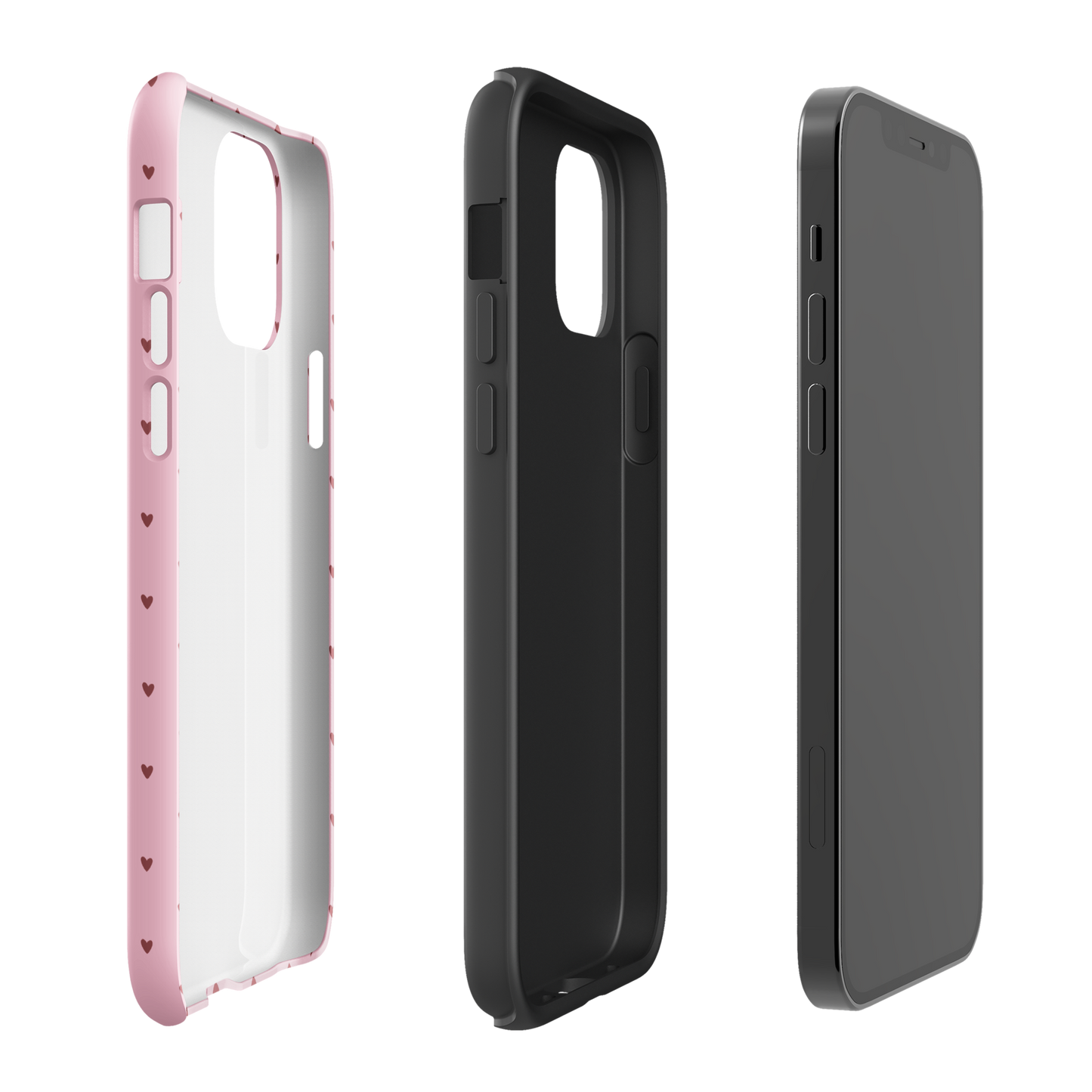 Phone Case for iPhone with heart-dot pattern in playful polka-dot style, featuring minimalist and cute design with bold background.