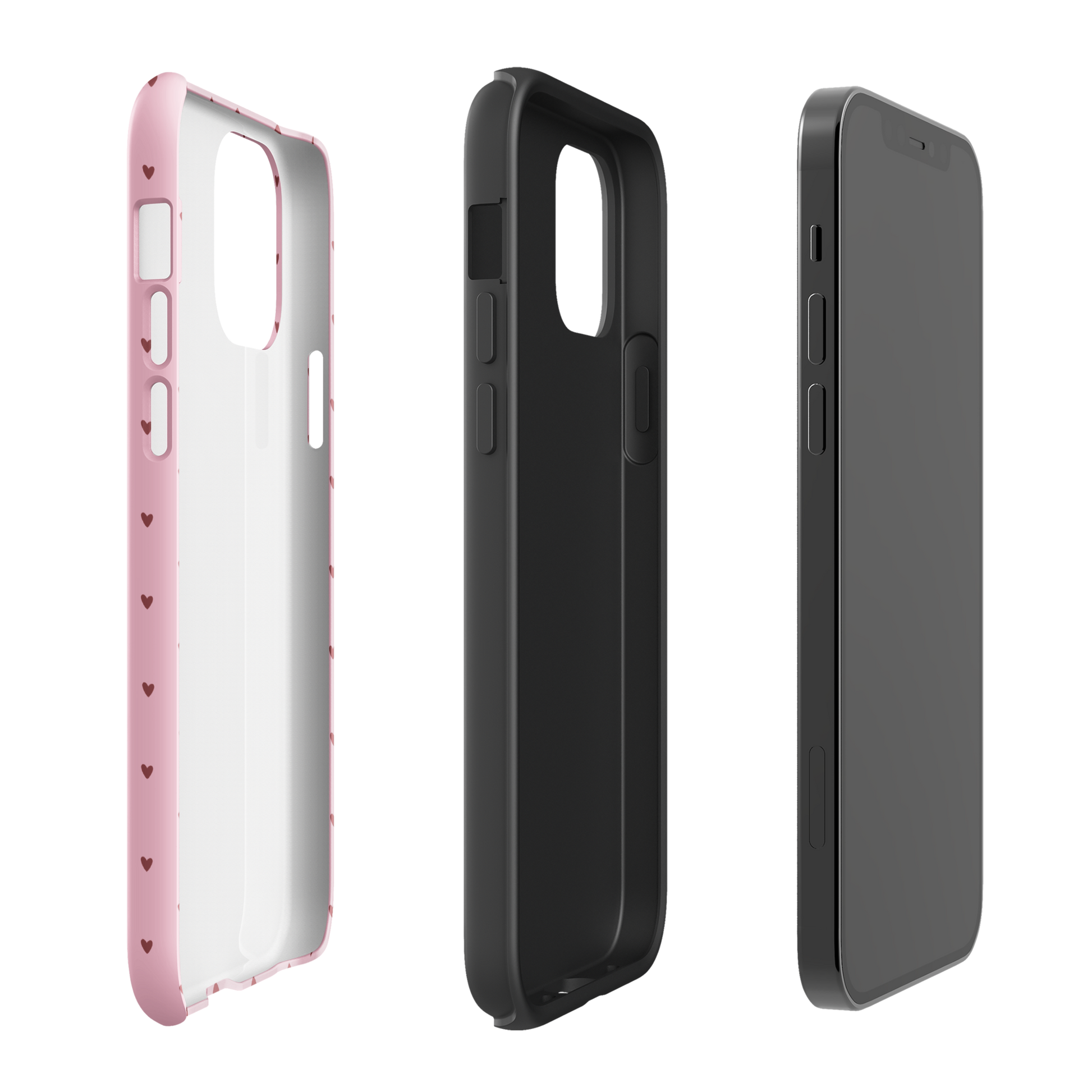 Phone Case for iPhone with heart-dot pattern in playful polka-dot style, featuring minimalist and cute design with bold background.